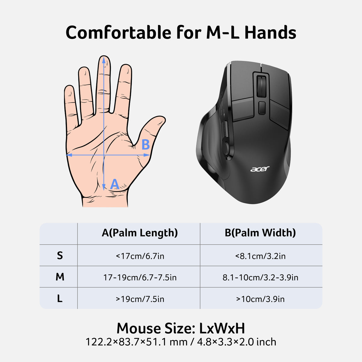 Acer Multi-Device Wireless Mouse | Bluetooth 5.2, OLED Screen & 4000 DPI