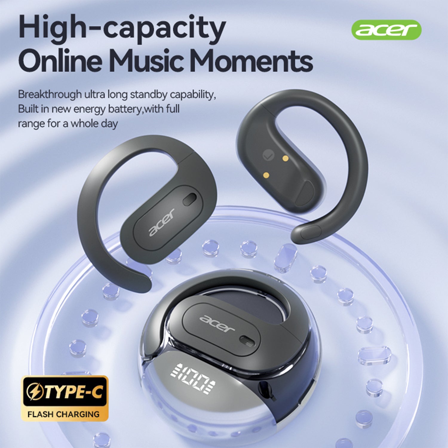 Acer OHR538 Wireless Earbuds Hanging Ear Sports Running High Quality HIFI Audiophile Headphones