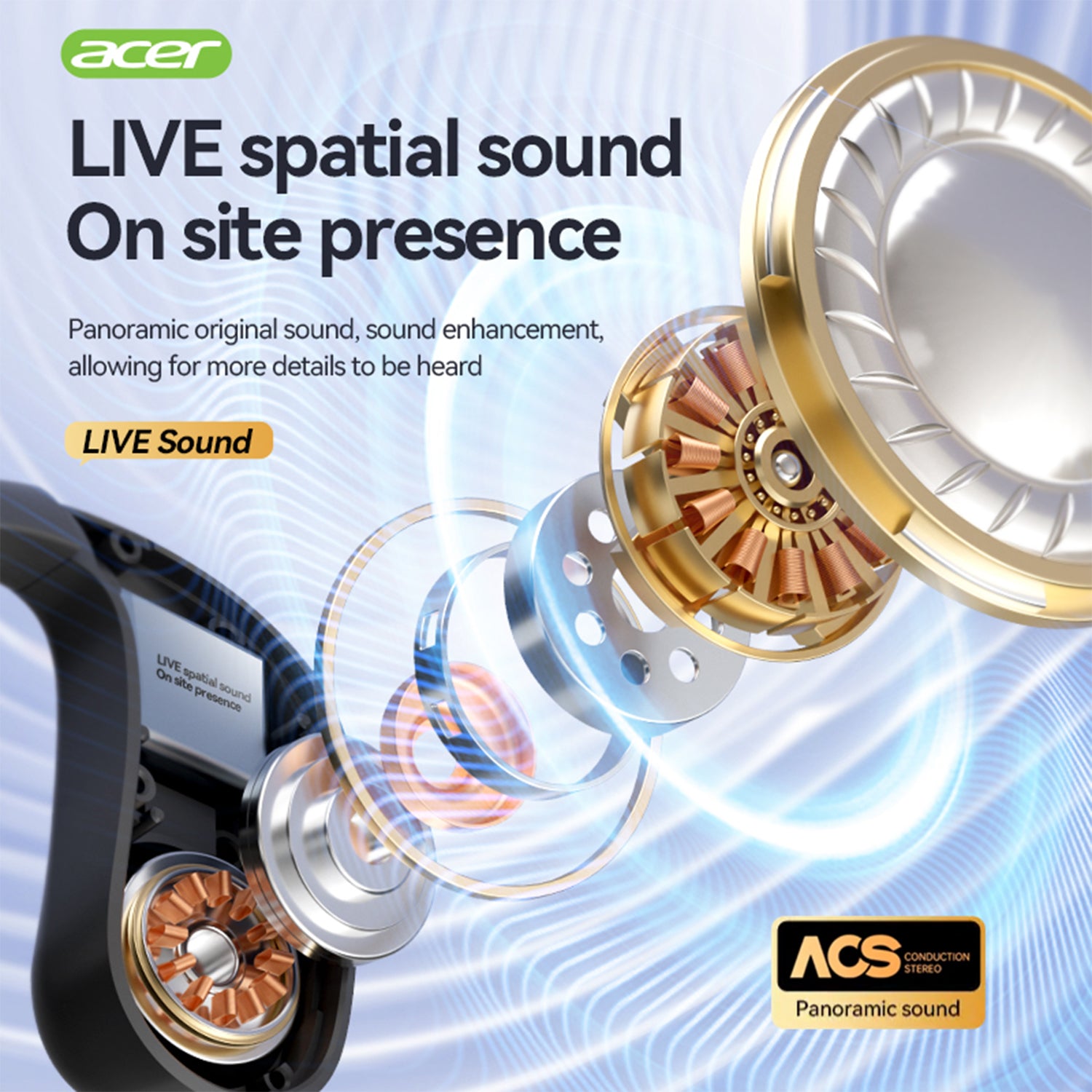 Acer OHR538 Wireless Earbuds Hanging Ear Sports Running High Quality HIFI Audiophile Headphones