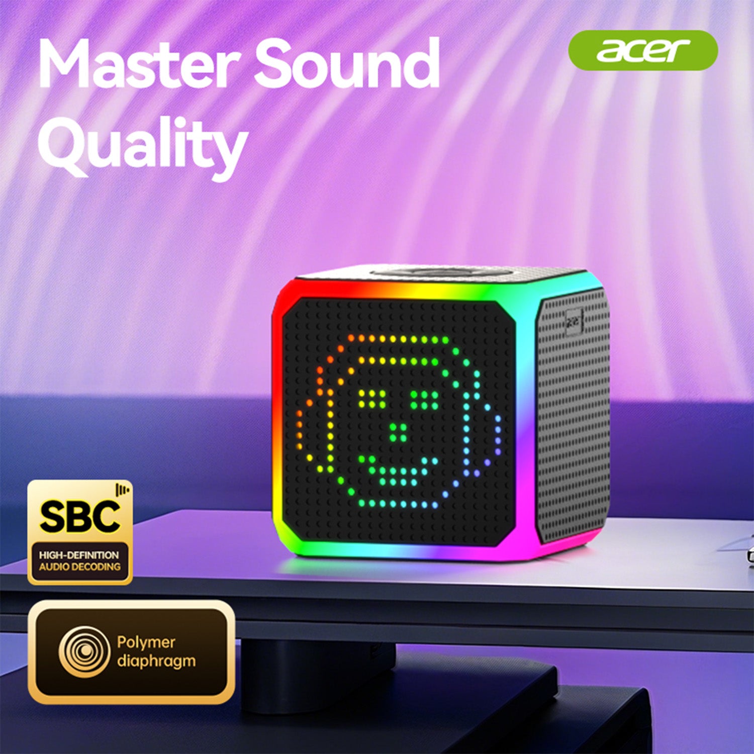 Acer OSK254 Wireless Speakers Colorful Cube Speaker Portable Lanyard TWS Interconnected Stereo