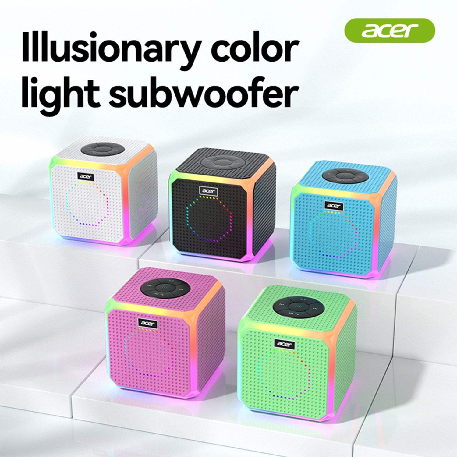 Acer OSK254 Wireless Speakers Colorful Cube Speaker Portable Lanyard TWS Interconnected Stereo