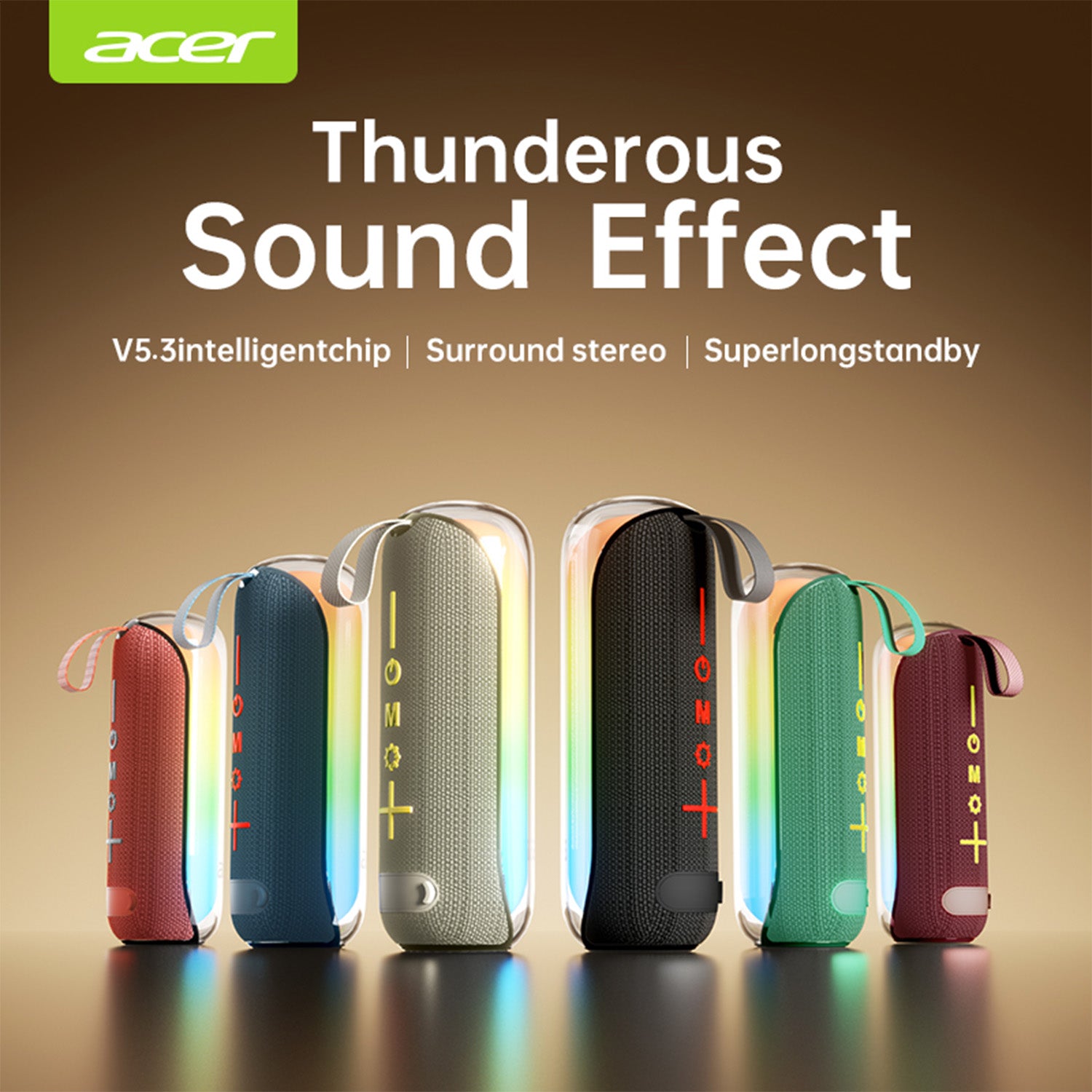 Acer OSK253 Wireless Speakers Dynamic Lighting Dual-Component Architecture Colorful Effects