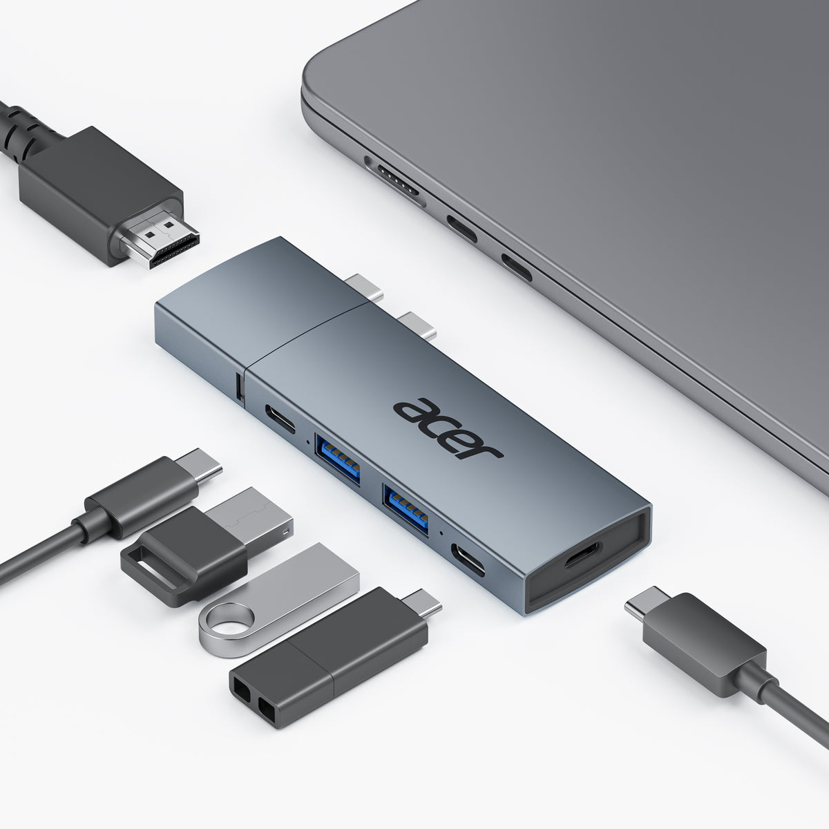 Acer 6 in 2 Detachable USB C Hub | 4K@60Hz HDMI, 100W PD Charging