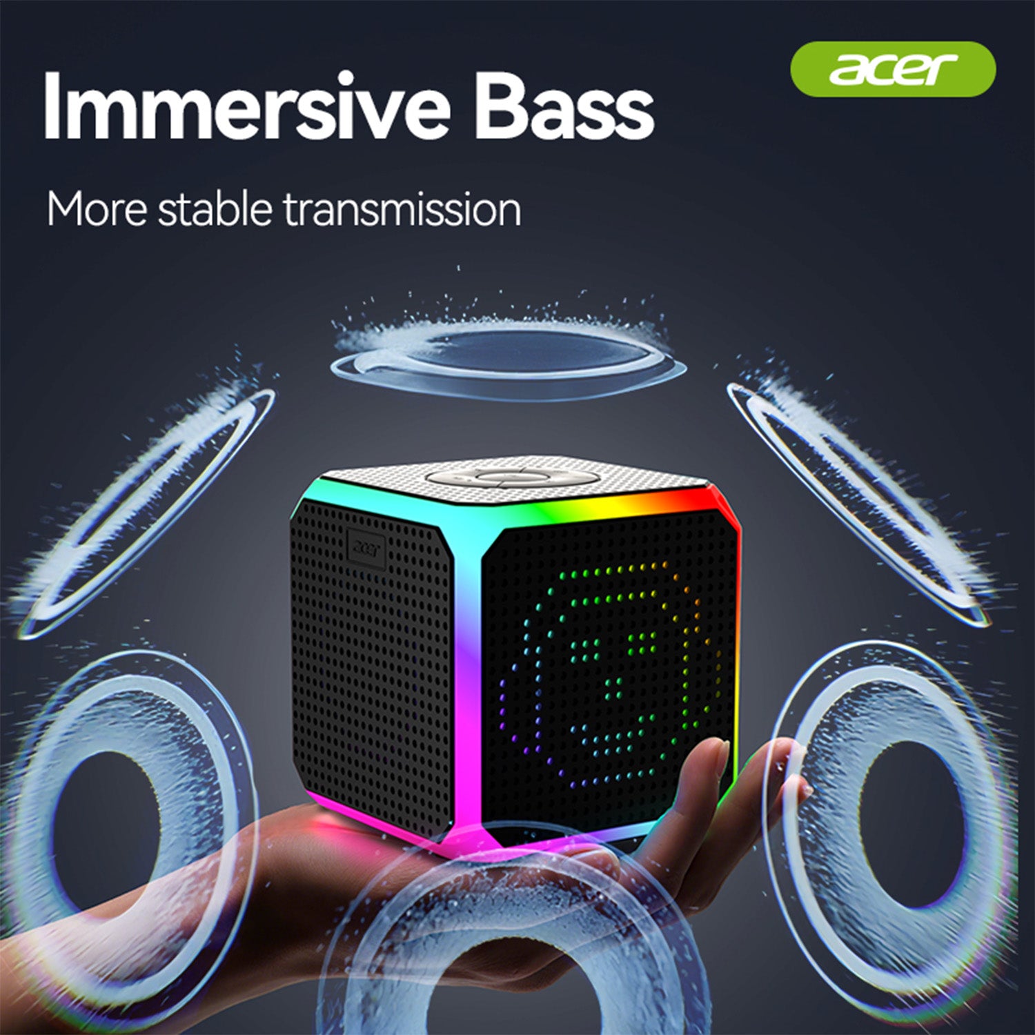 Acer OSK254 Wireless Speakers Colorful Cube Speaker Portable Lanyard TWS Interconnected Stereo