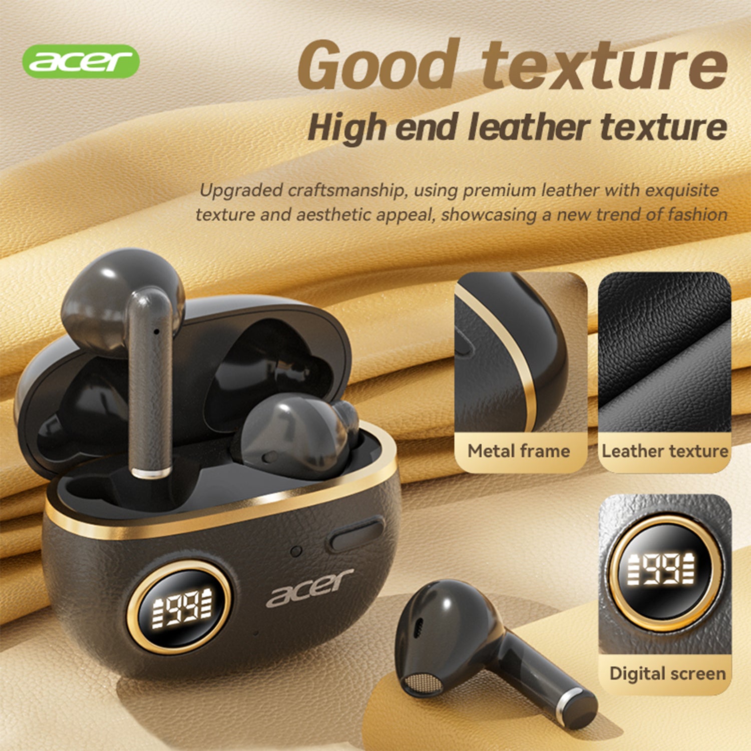 Acer OHR544 Wireless Earbuds Multiple Noise Reduction Surround Sound Good Texture Digital Display