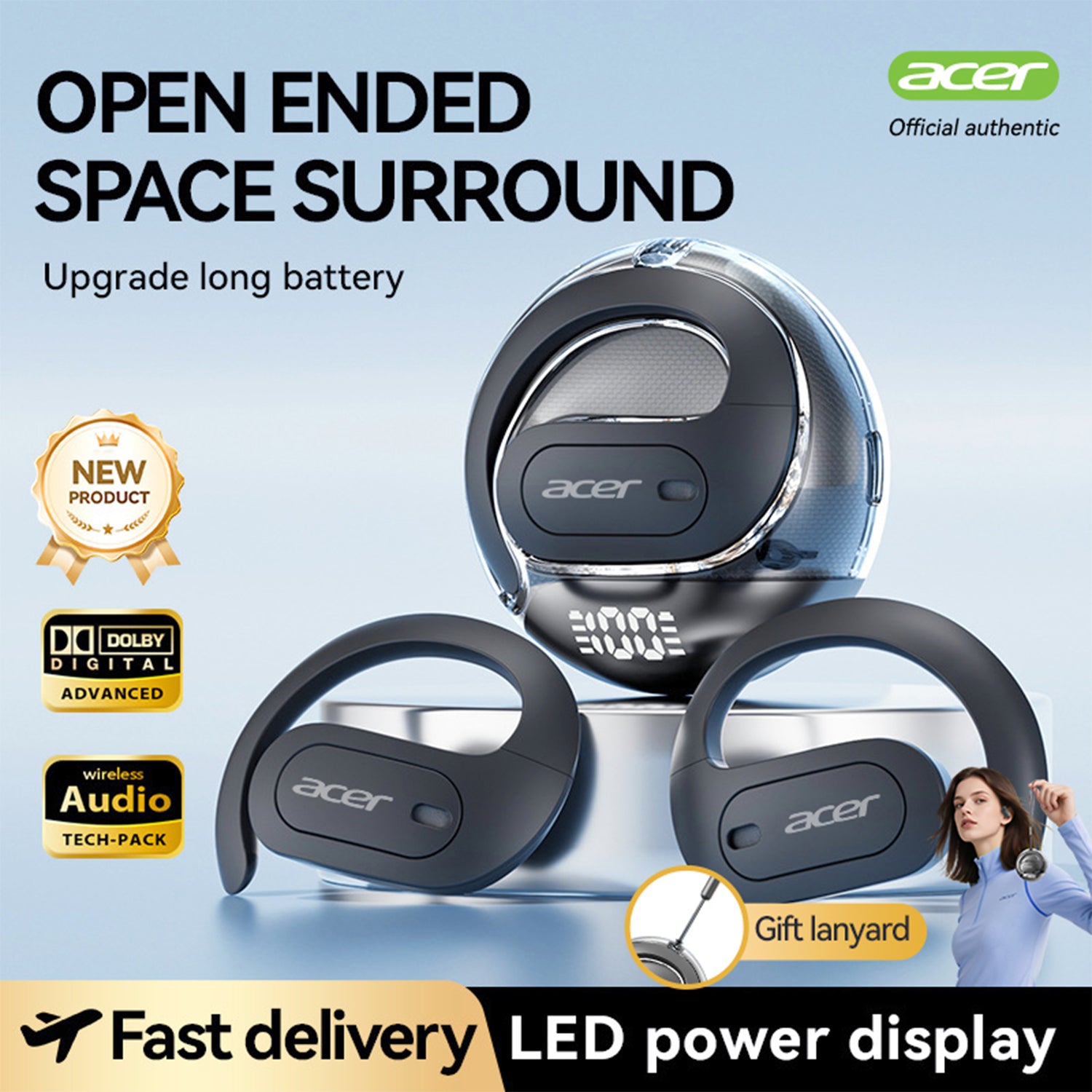 Acer OHR538 Wireless Earbuds Hanging Ear Sports Running High Quality HIFI Audiophile Headphones