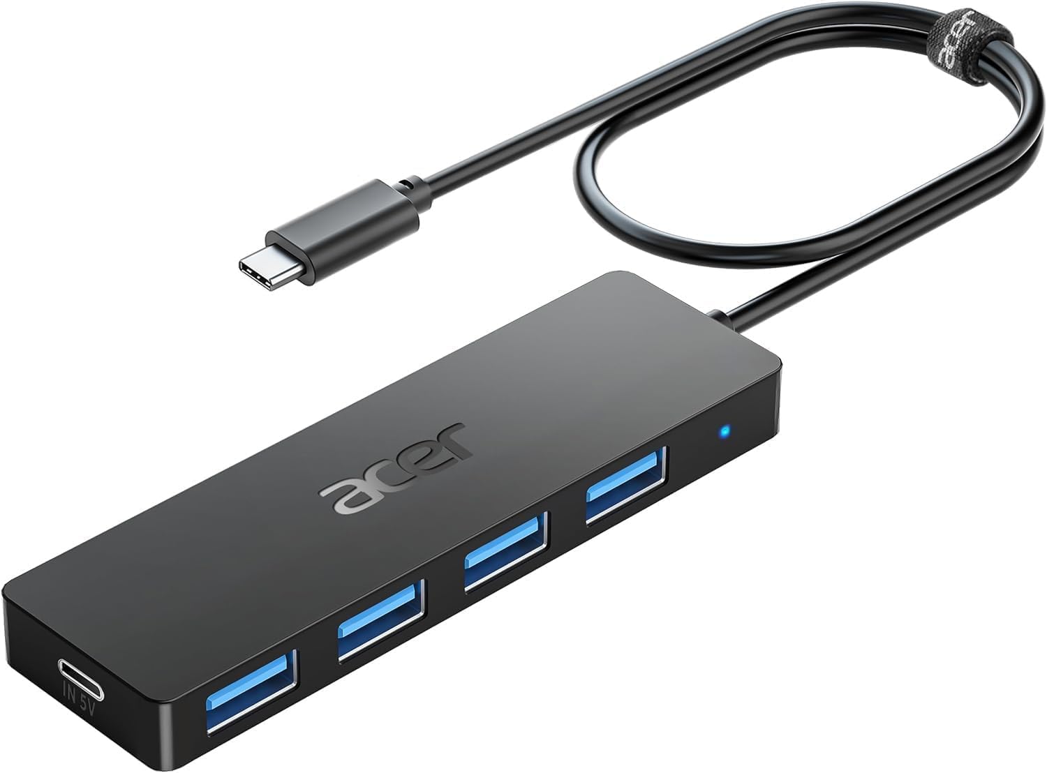 Acer USB Hub 4 Ports, Multiple USB 3.0 Hub, USBA Splitter for Laptop with Type C Power Port, Extender for A Port Laptop, PC, Desktop and More