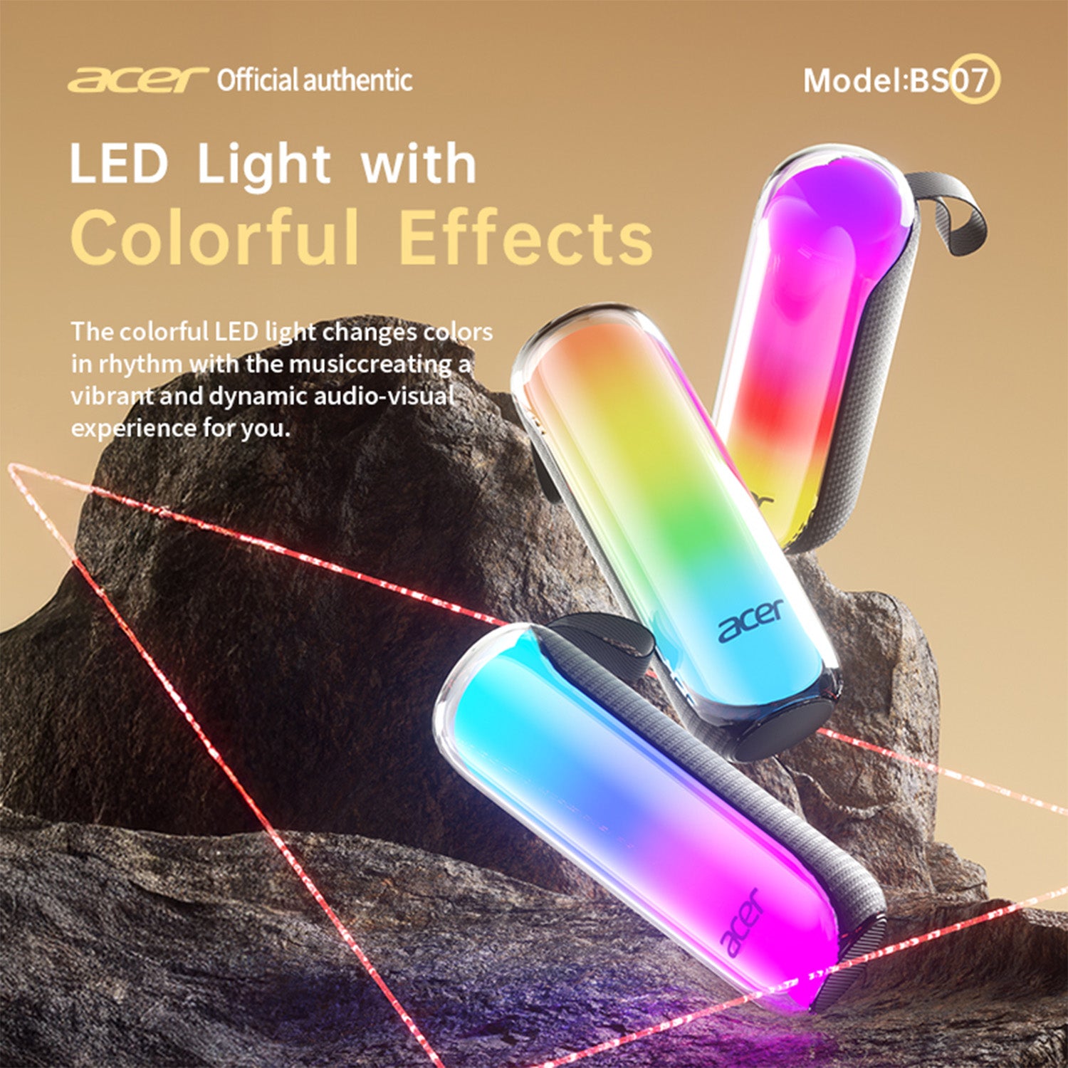 Acer OSK253 Wireless Speakers Dynamic Lighting Dual-Component Architecture Colorful Effects