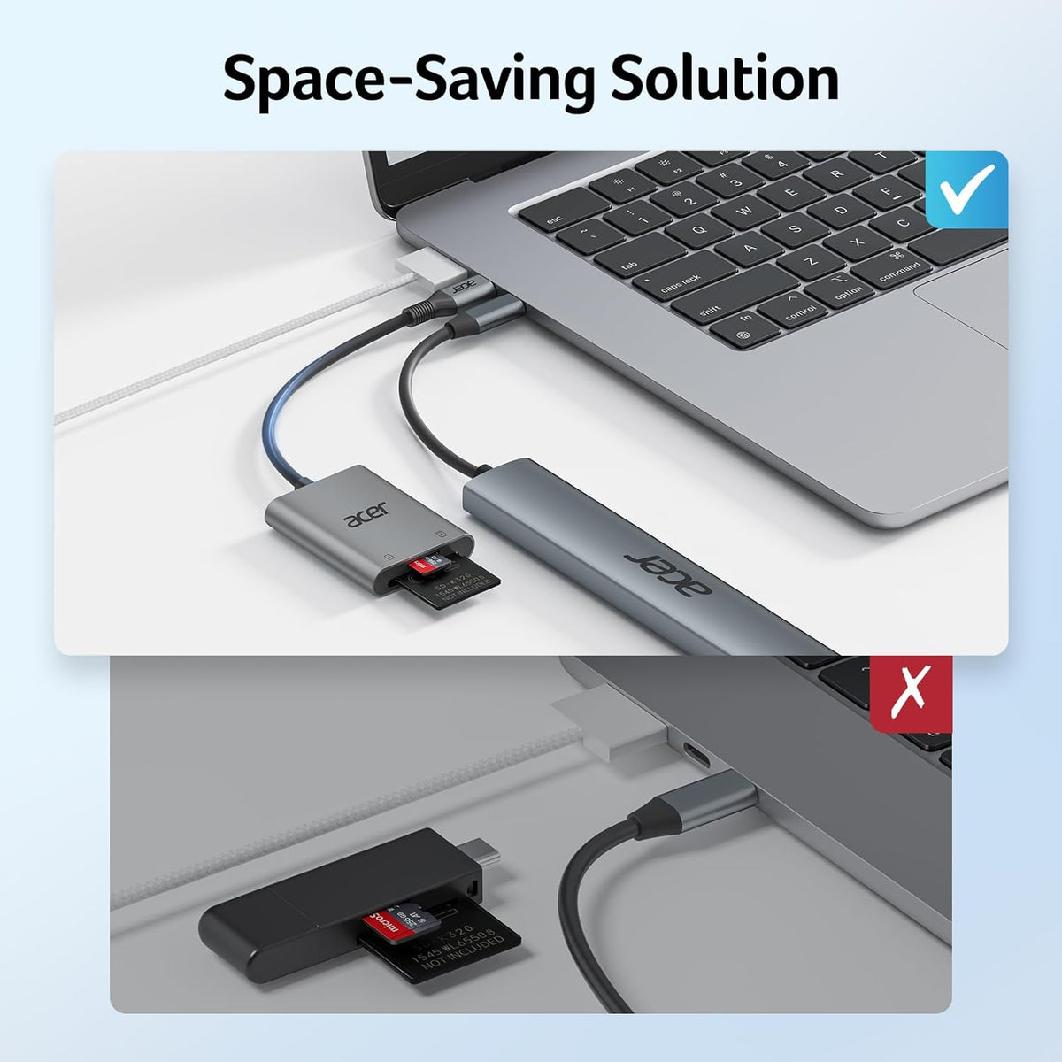 Acer USB-C 5Gbps Dual-Slot Aluminum SD Card Reader