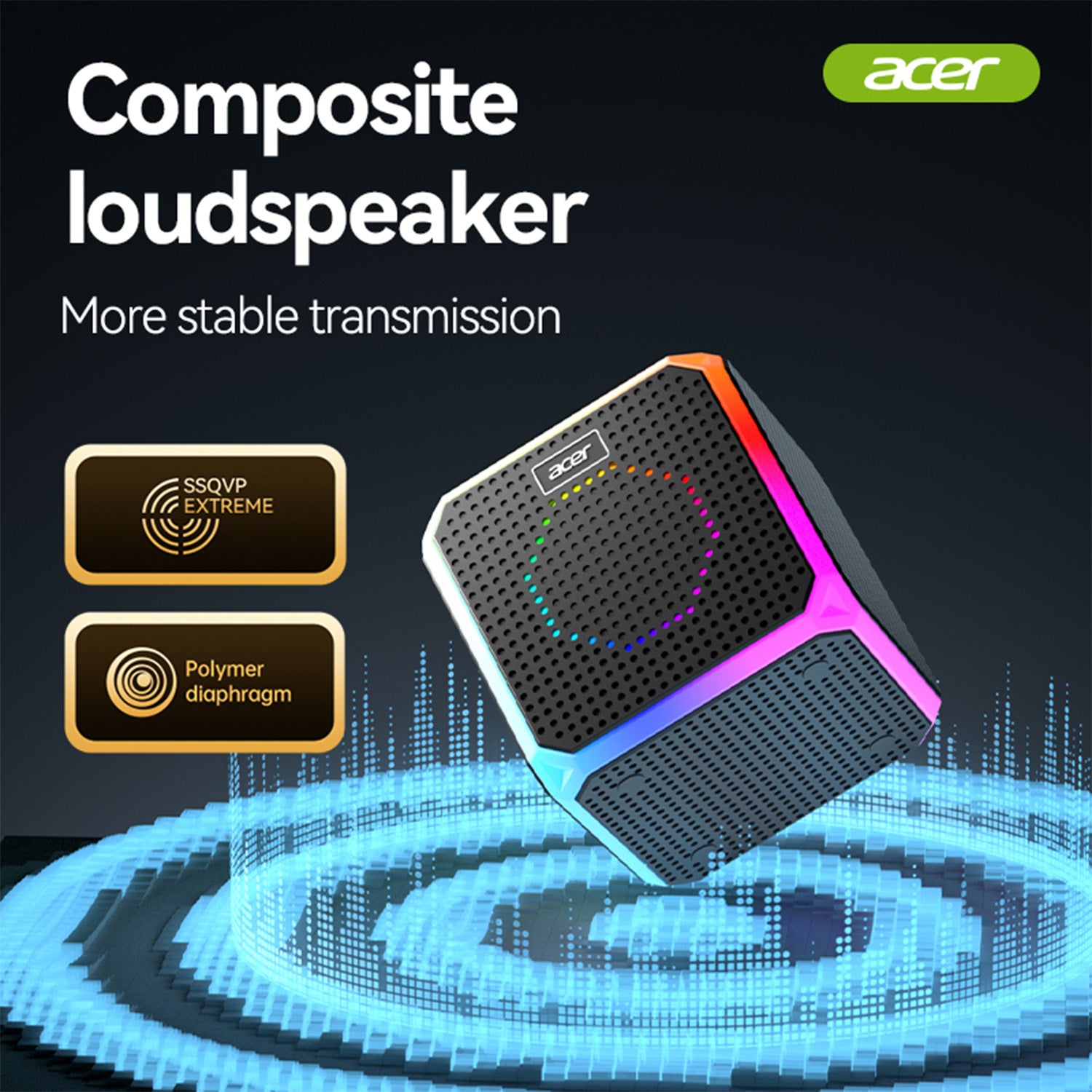 Acer OSK254 Wireless Speakers Colorful Cube Speaker Portable Lanyard TWS Interconnected Stereo