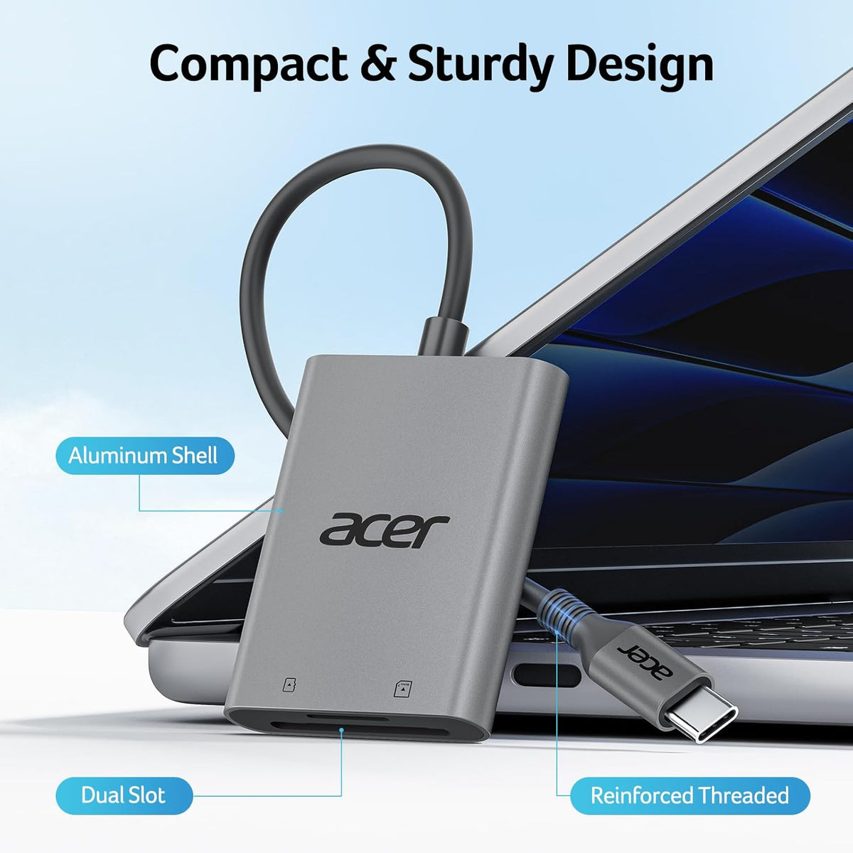 Acer USB-C 5Gbps Dual-Slot Aluminum SD Card Reader