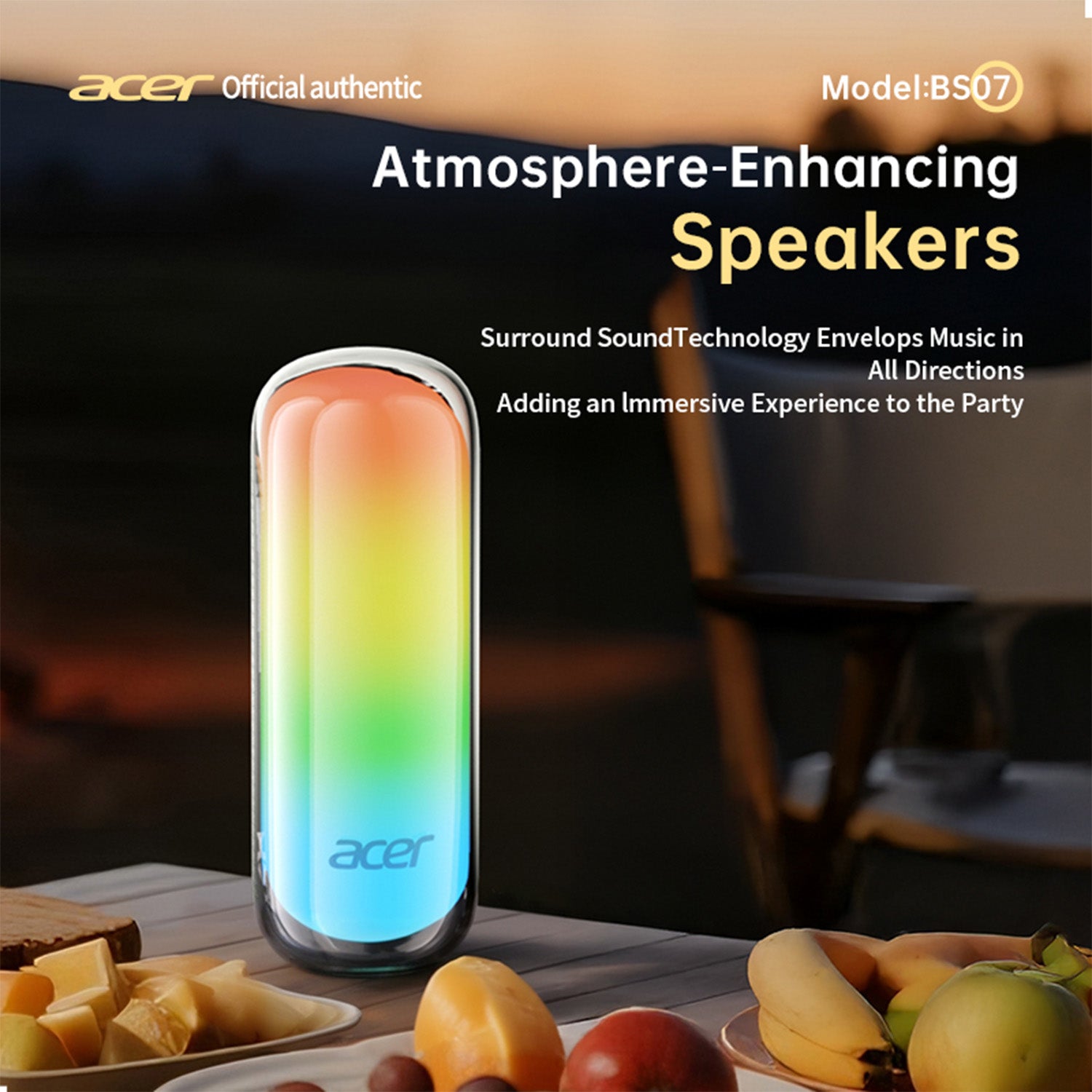 Acer OSK253 Wireless Speakers Dynamic Lighting Dual-Component Architecture Colorful Effects