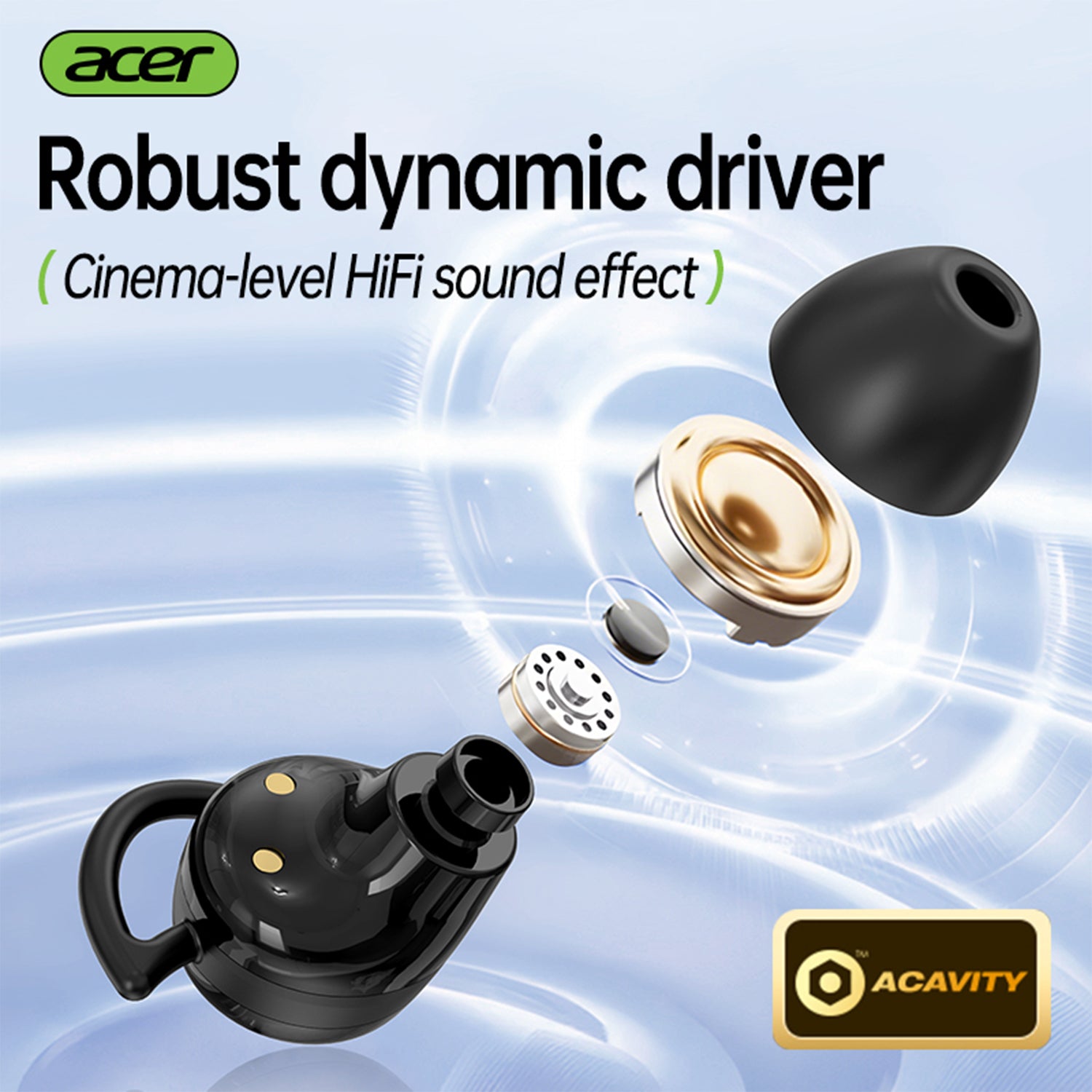 Acer OHR557 Wireless Earbuds 2025 New Mini Invisible Sleep Headset Lightweight Design Robust Dynamic Driver