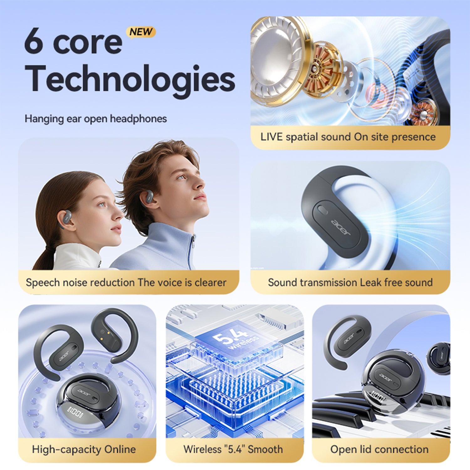 Acer OHR538 Wireless Earbuds Hanging Ear Sports Running High Quality HIFI Audiophile Headphones