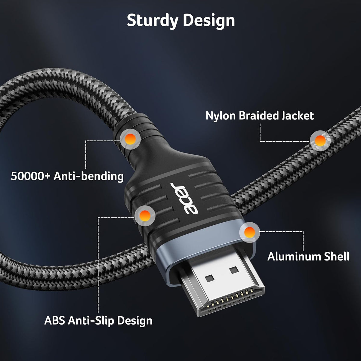 Acer HDMI 2.1 Cable | 8K 60Hz, 4K@120Hz, 48Gbps Ultra High Speed