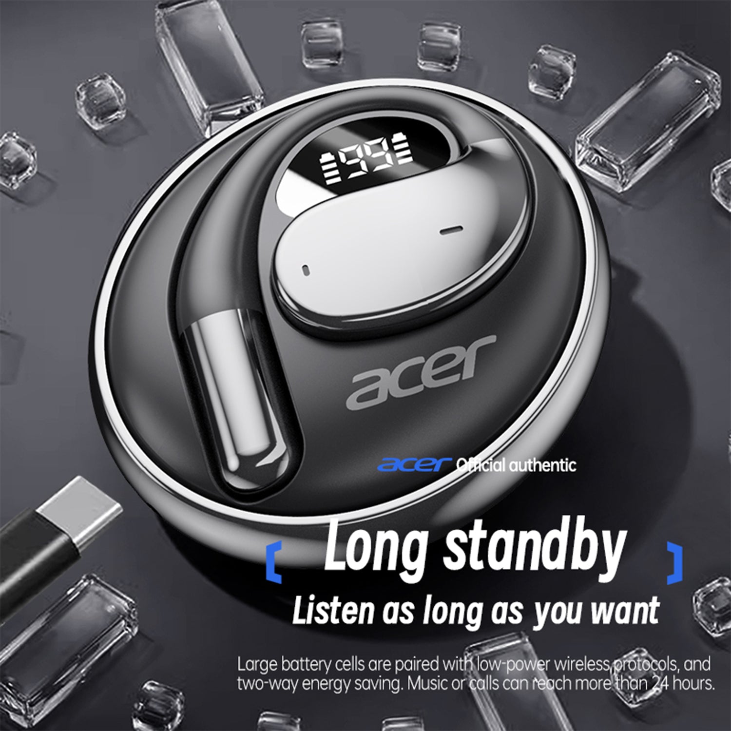 Acer OHR550 Wireless Earbuds 2025 New Clip On Ear Immersive Experience Studio Level Long Standby