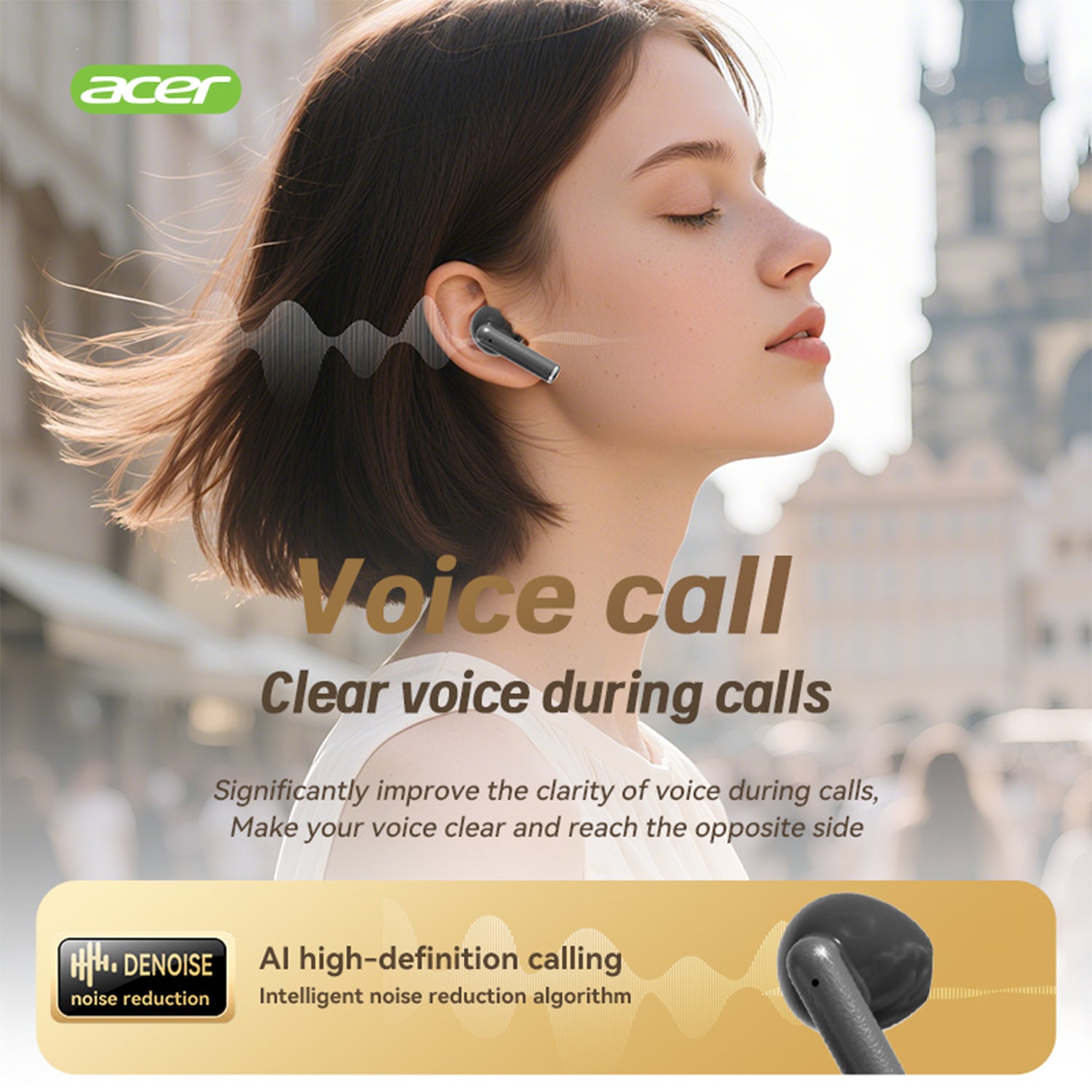 Acer OHR544 Wireless Earbuds Multiple Noise Reduction Surround Sound Good Texture Digital Display