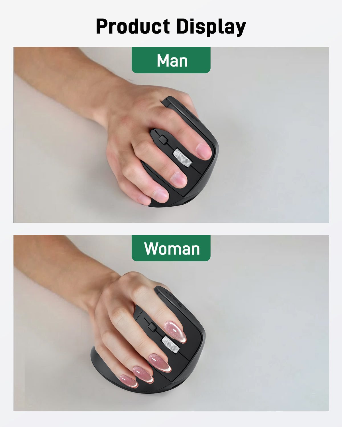 Acer Ergonomic Vertical Wireless Mouse | Rechargeable 2.4GHz Mouse for Small to Medium Hands