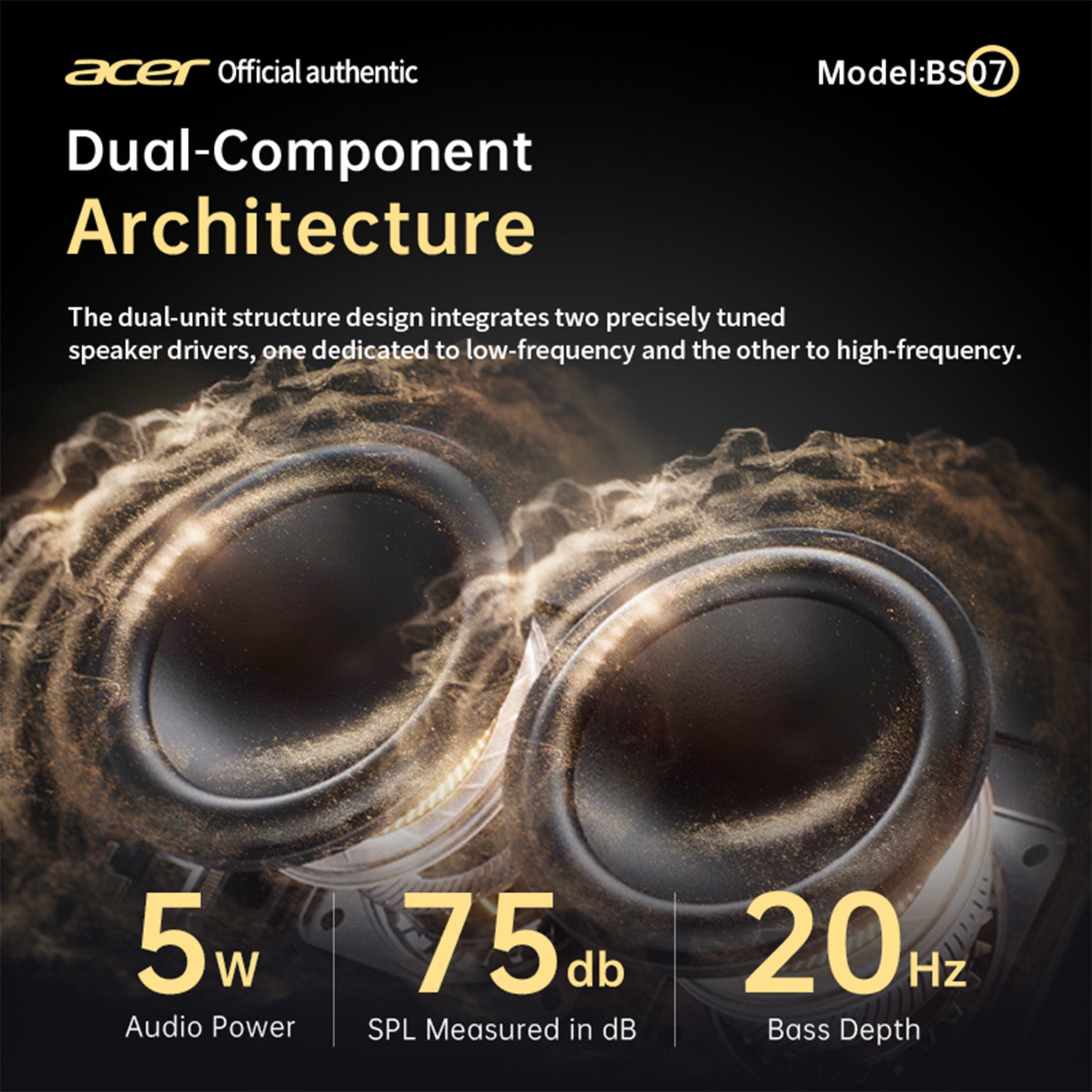 Acer OSK253 Wireless Speakers Dynamic Lighting Dual-Component Architecture Colorful Effects