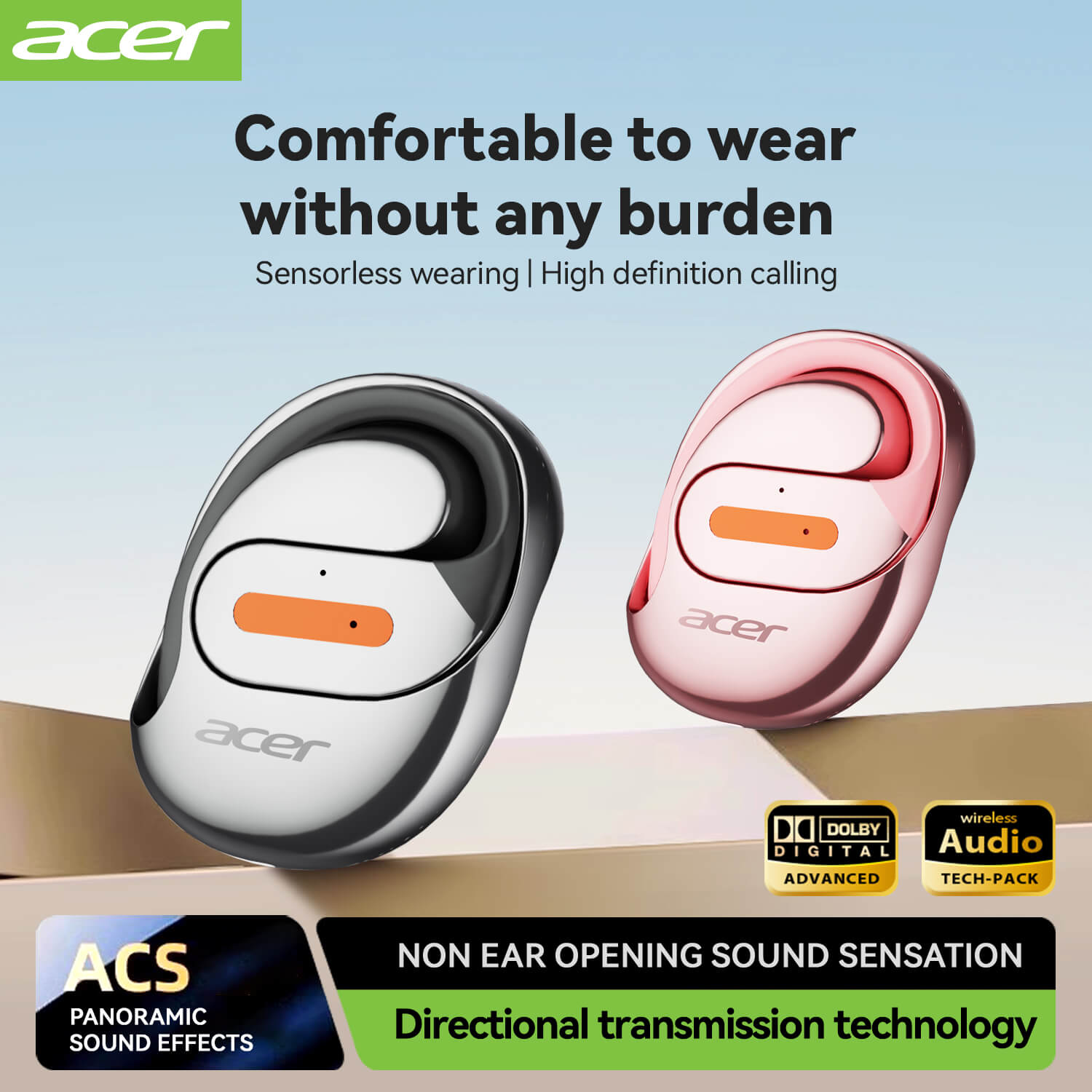Acer OHR502 Wireless Earbuds Hanging Ear Sports Running Sweat Proof High Quality HIFI Audiophile Headphones