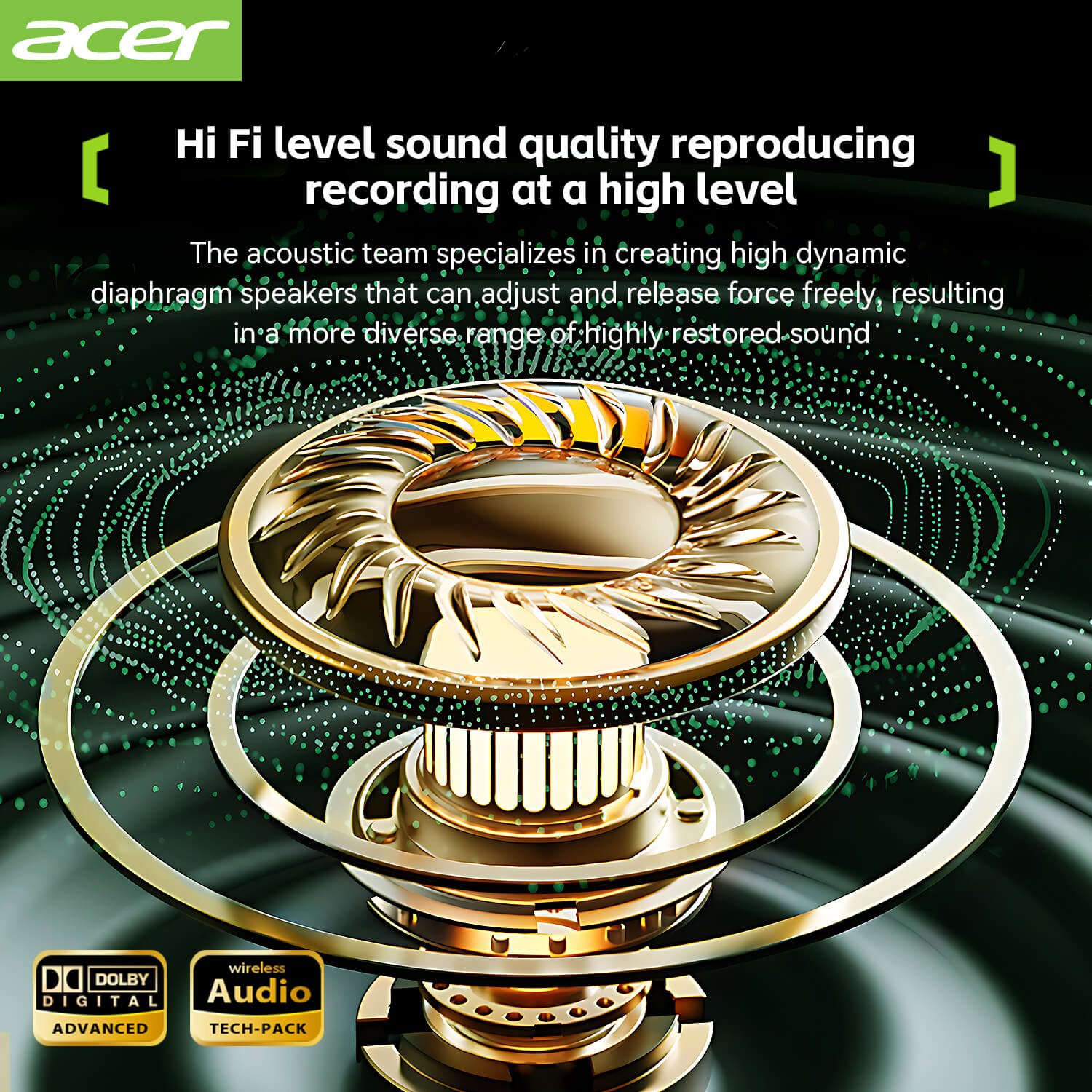 Acer OHR502 Wireless Earbuds Hanging Ear Sports Running Sweat Proof High Quality HIFI Audiophile Headphones