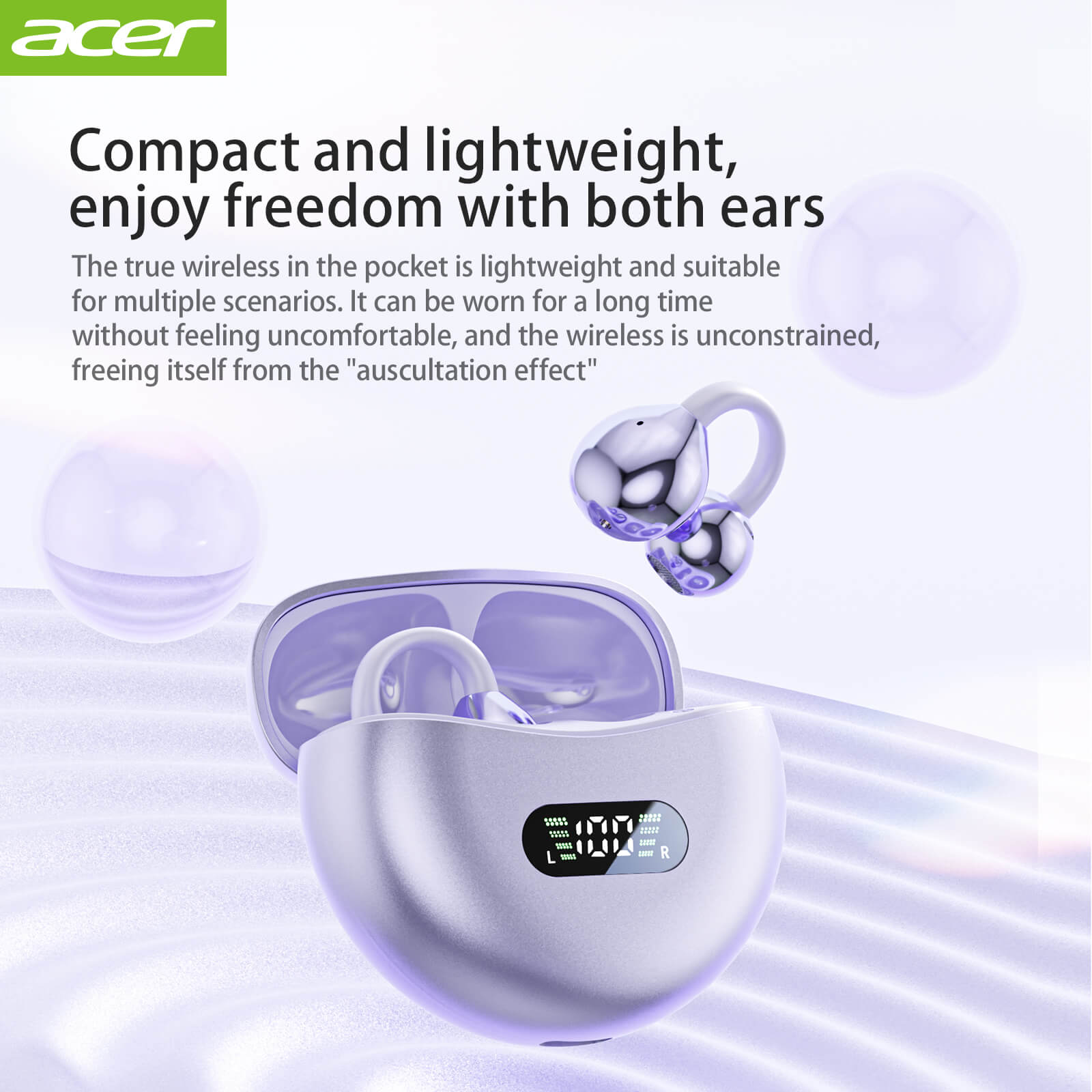 Acer OHR511 Wireless Earbuds 2025 New Clip On Ear Sports Running Long Life High Sound Quality