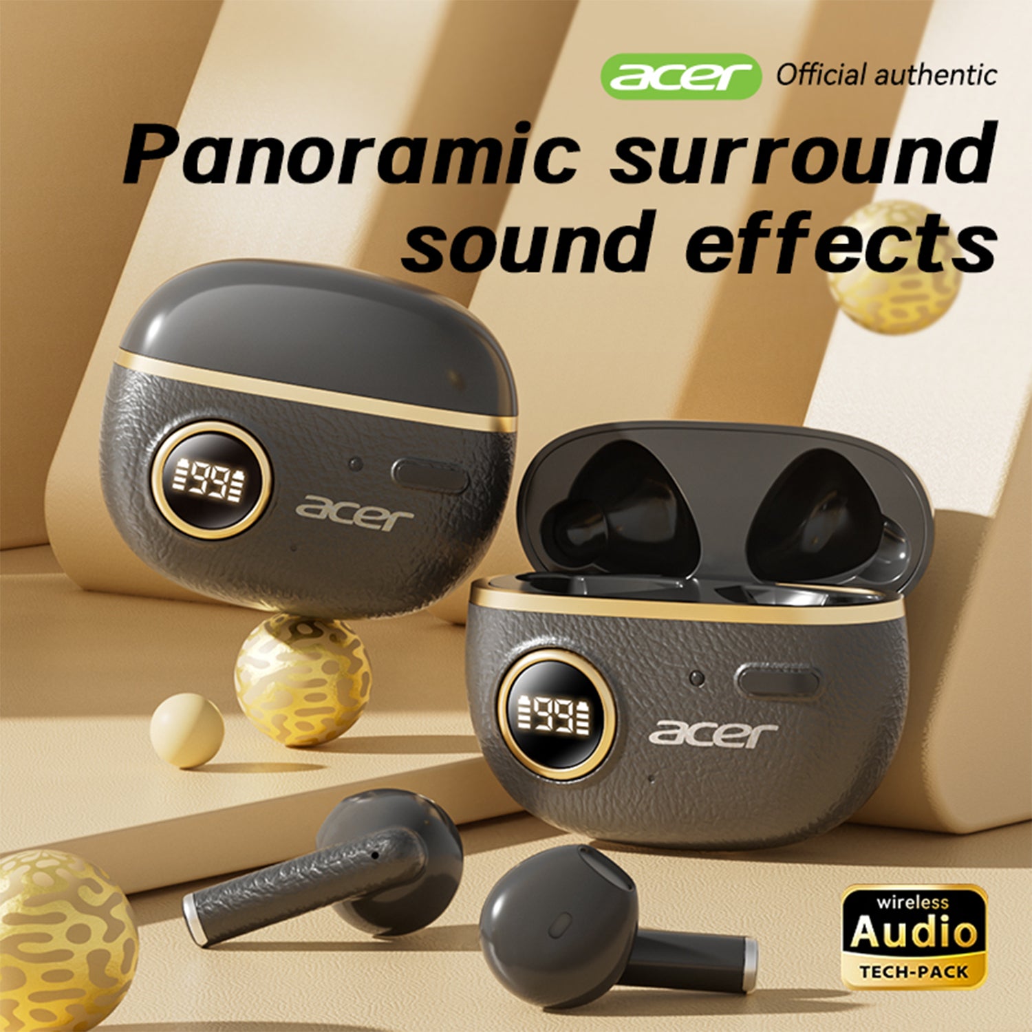 Acer OHR544 Wireless Earbuds Multiple Noise Reduction Surround Sound Good Texture Digital Display