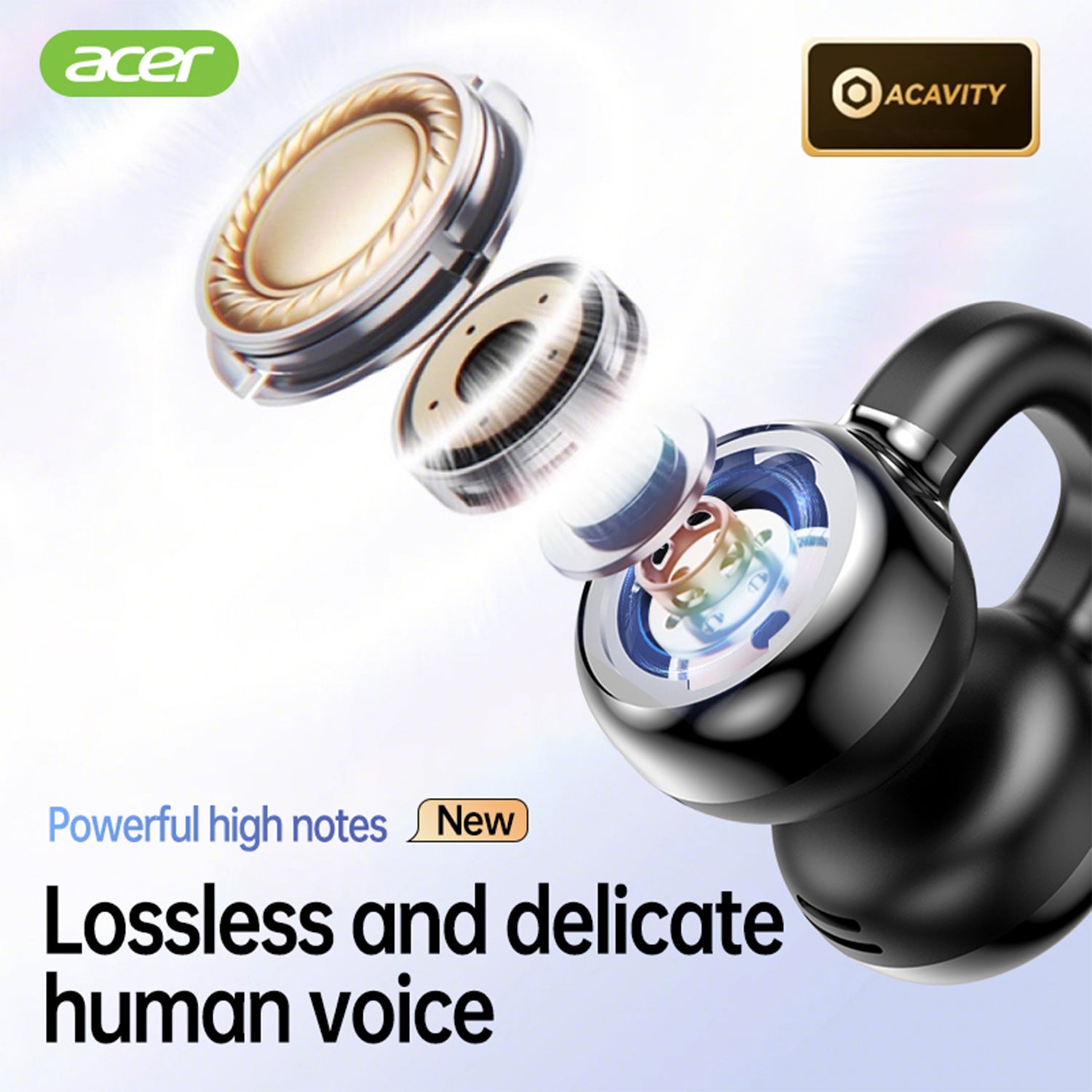 Acer OHR537 Wireless Earbuds 2025 New Clip On Ear Sports Running Long Life High Sound Quality No Sound Leakage