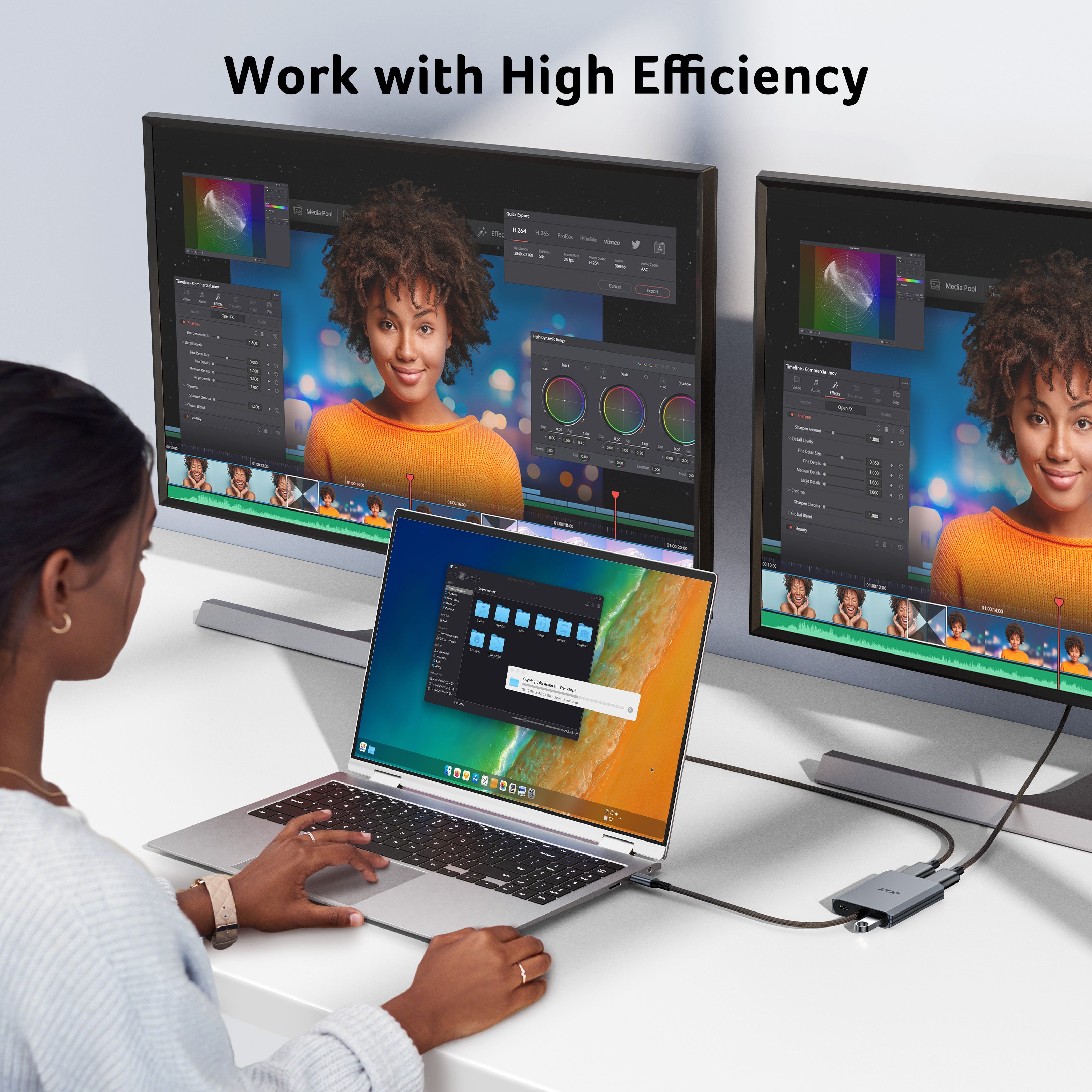 Acer 4-in-1 USB C Hub | Type C to Dual HDMI Adapter 4K@60Hz