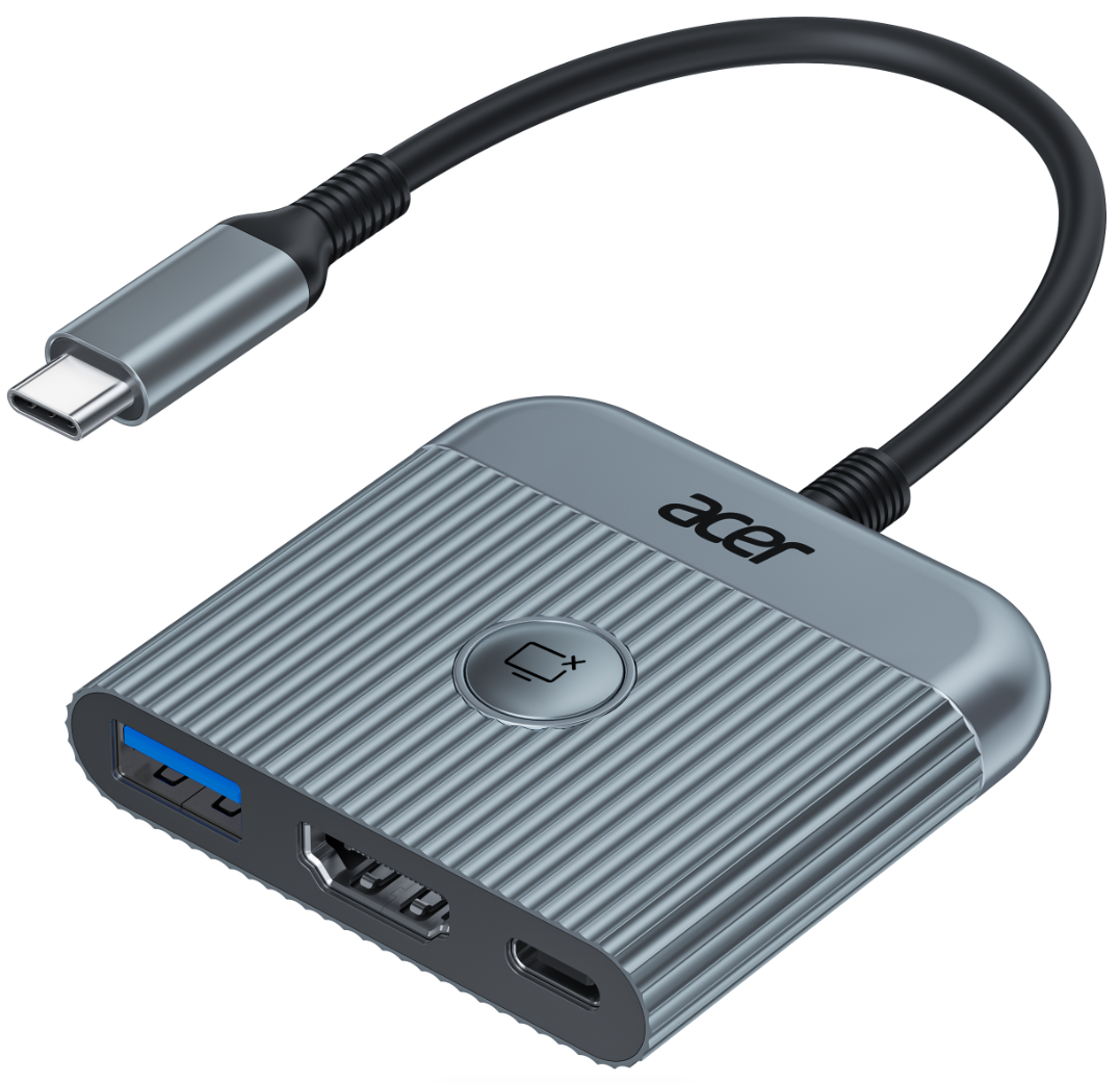 Acer Dock_option ODK470 Acer USB C to HDMI Adapter, 4K@60Hz HDMI to Type C Adapter with 100W PD, USB A 3.0 Port, Screen control