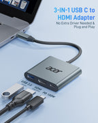 Acer USB-C 3-in-1 Hub | 4K HDMI, 5Gbps USB 3.0, 100W PD
