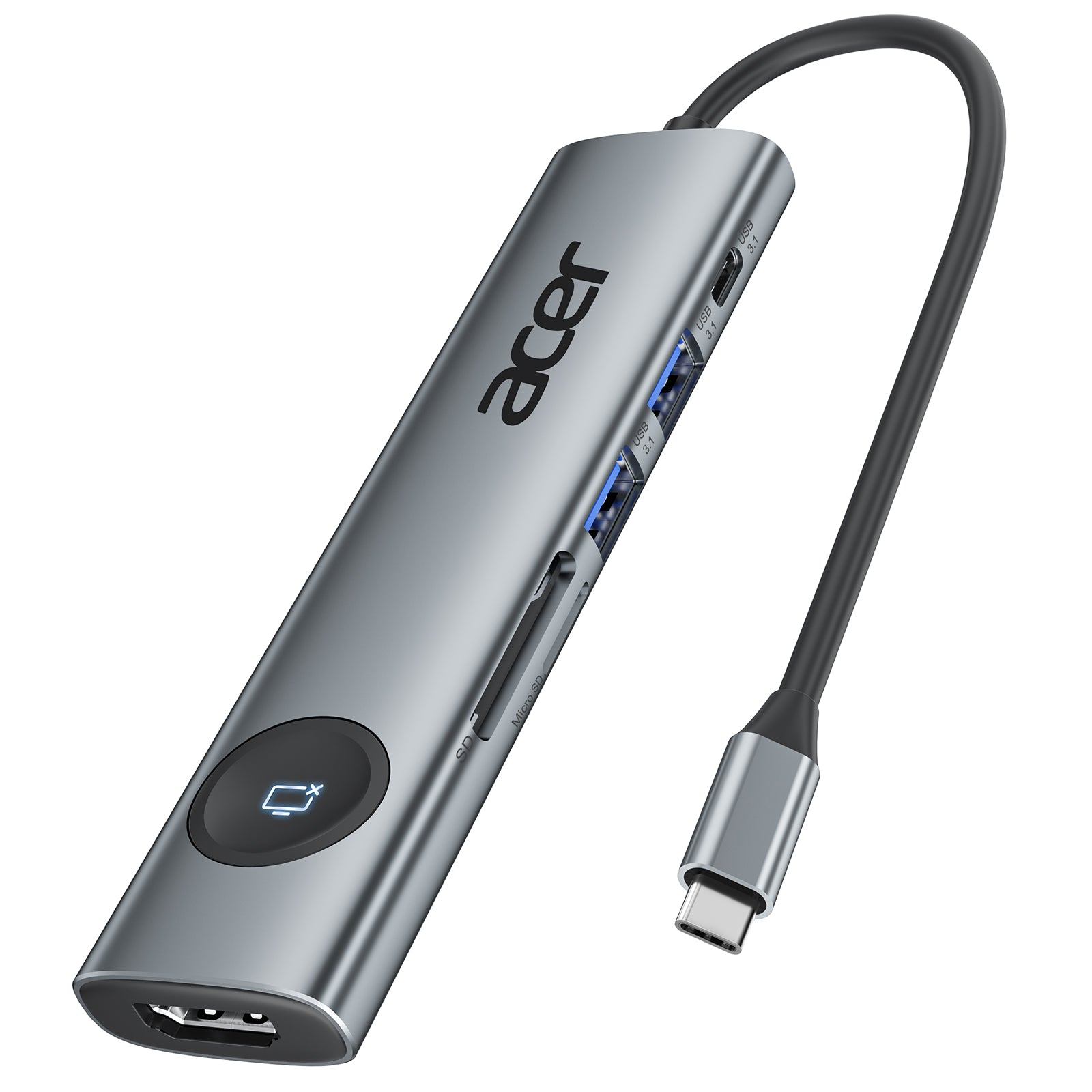 Acer 7-in-1 USB-C Hub | 4K@60Hz HDMI, 5Gbps Data, SD/MicroSD, 100W PD