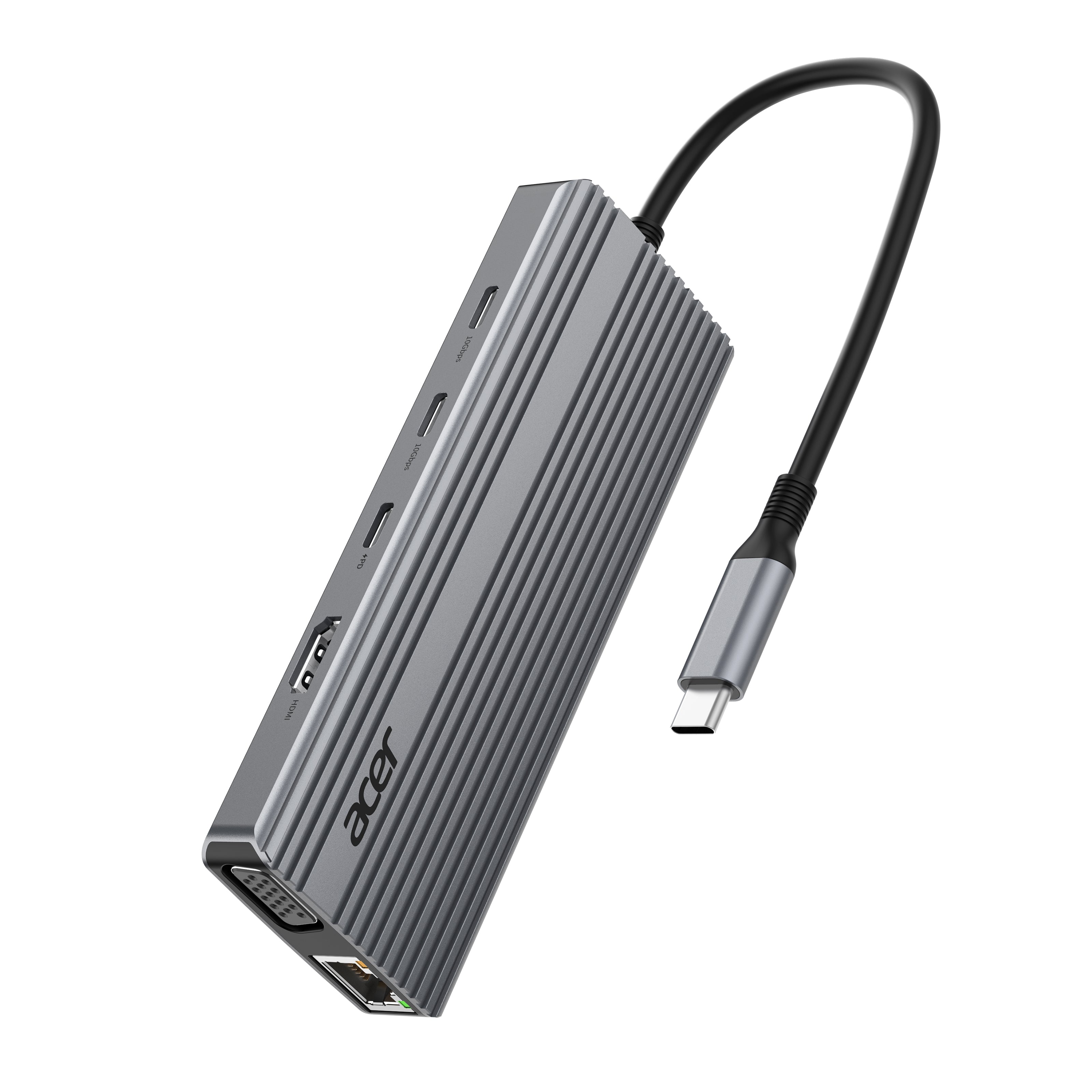 Acer 11-in-1 USB-C Hub | 4K@60Hz HDMI, VGA, 10Gbps USB-C & 5Gbps USB-A Multiport Adapter