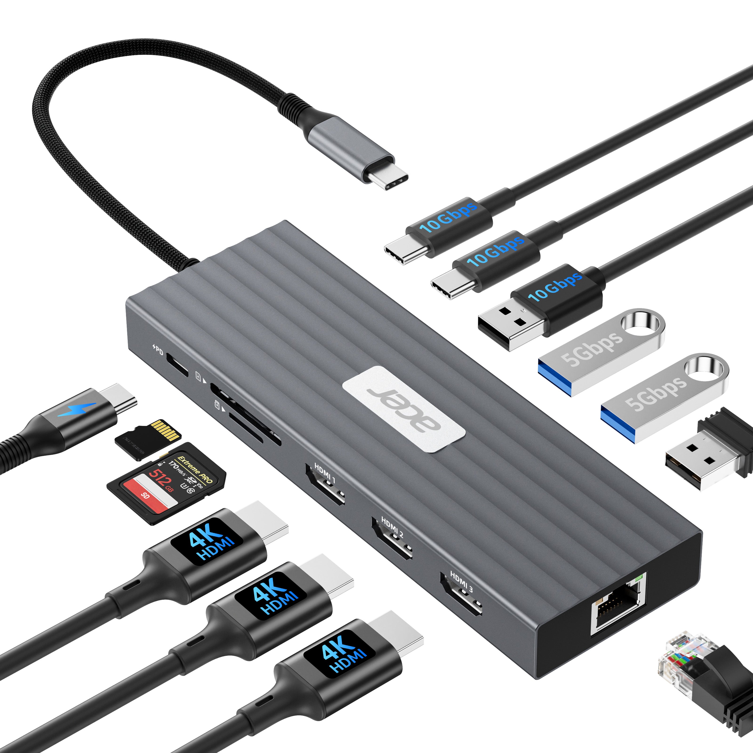 Acer 13-in-1 USB-C Docking Station | Triple HDMI 4K@60Hz, 10Gbps & 100W PD