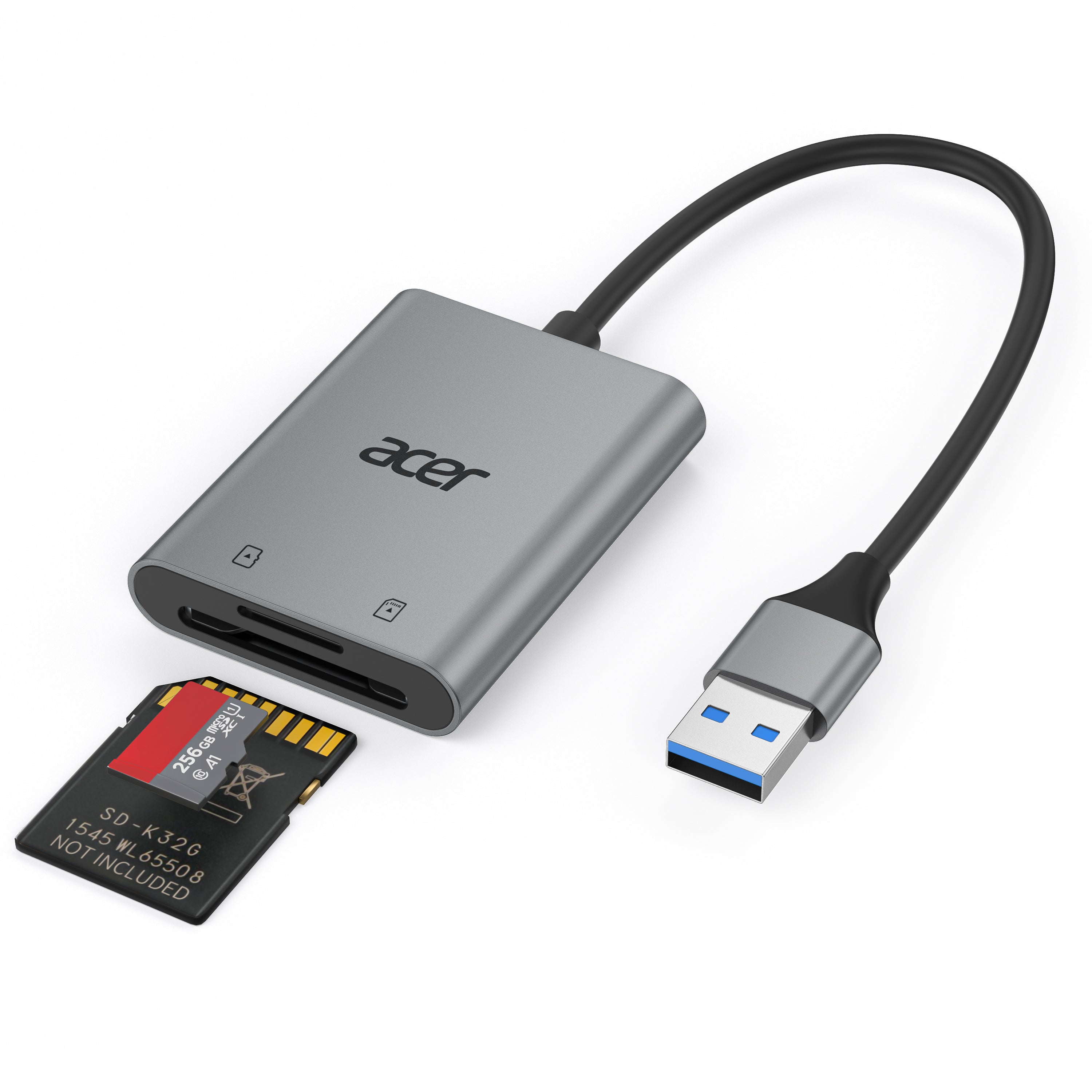 Acer USB-A 3.0 (5Gbps) Dual-Slot Aluminum SD Card Reader