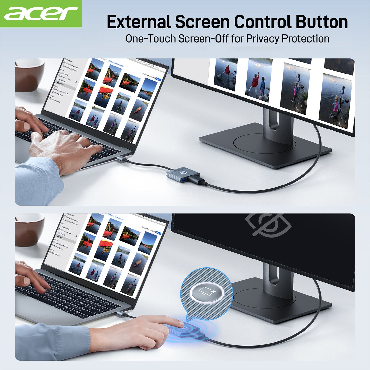 Acer Dock_option ODK470 Acer USB C to HDMI Adapter, 4K@60Hz HDMI to Type C Adapter with 100W PD, USB A 3.0 Port, Screen control