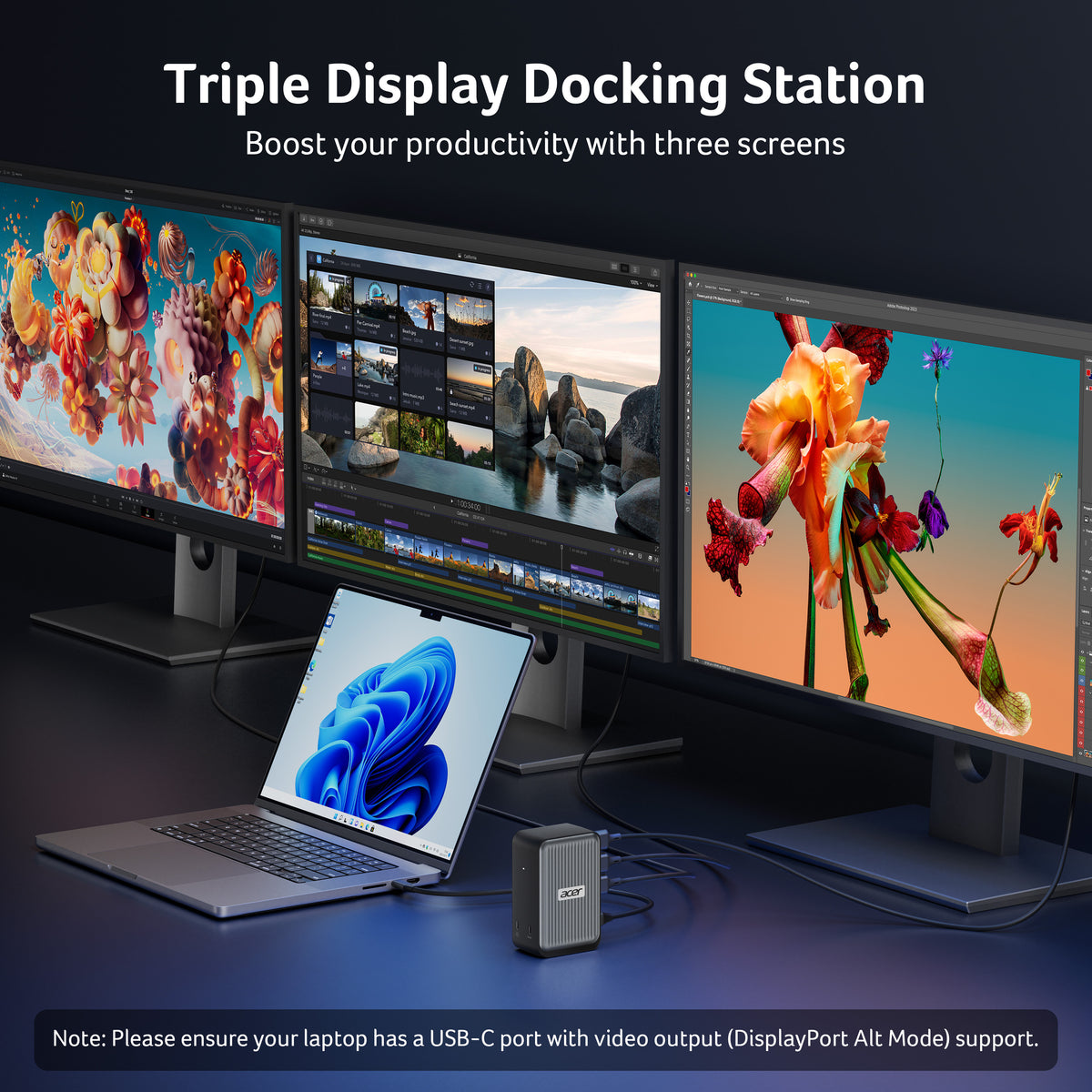 Acer 12-in-1 USB-C Docking Station | 8K DP, Dual 4K HDMI & Triple Monitor