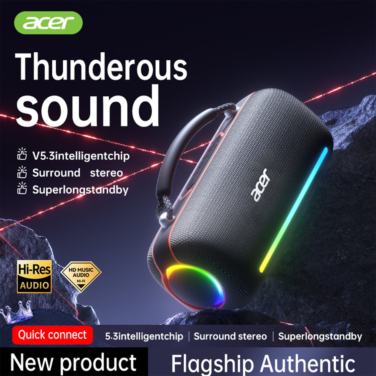 Acer OSK252 Wireless Speakers Audio Output Surround Stereo Multiple Flashing Modes