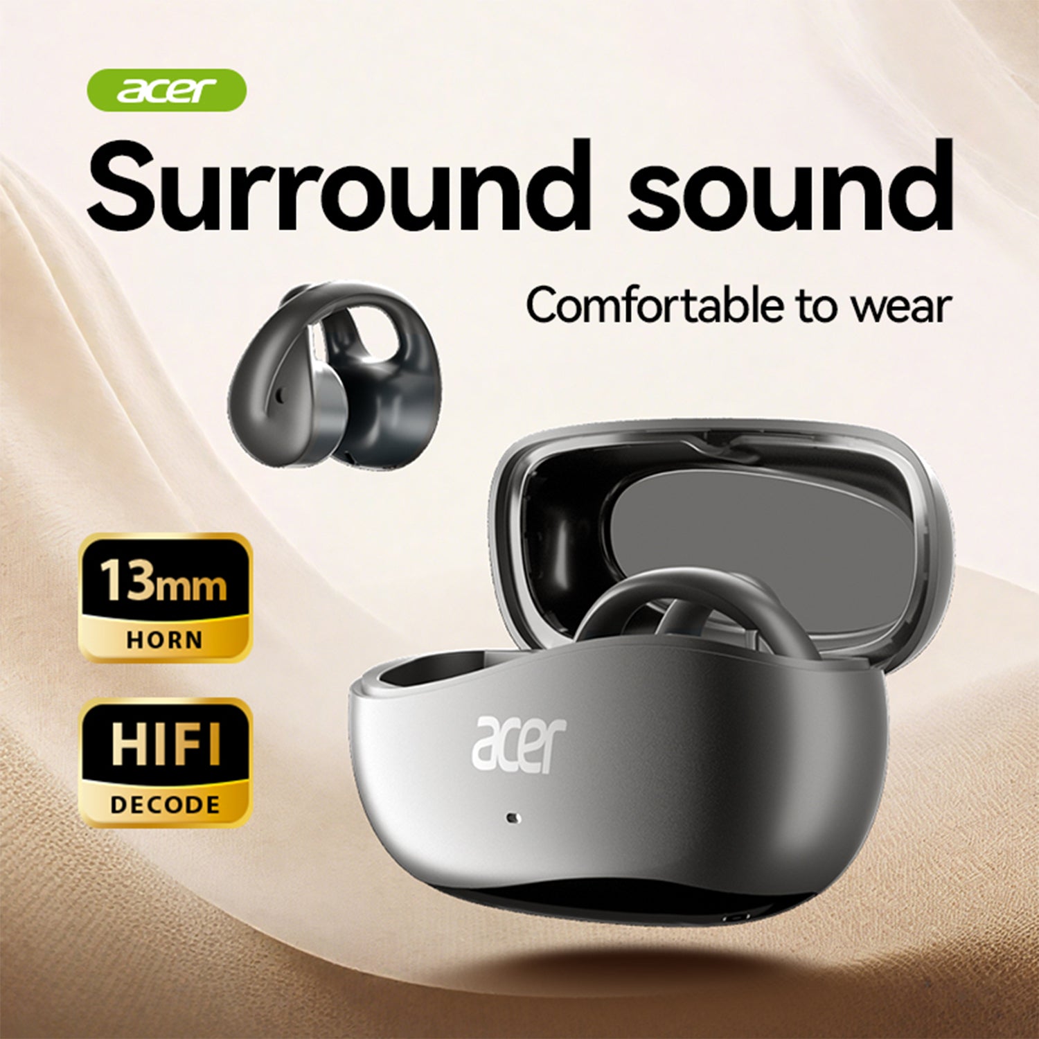 Acer OHR555 Wireless Earbuds 2025 New Clip On Ear Surround Sound High Fdelity Immersive Experience