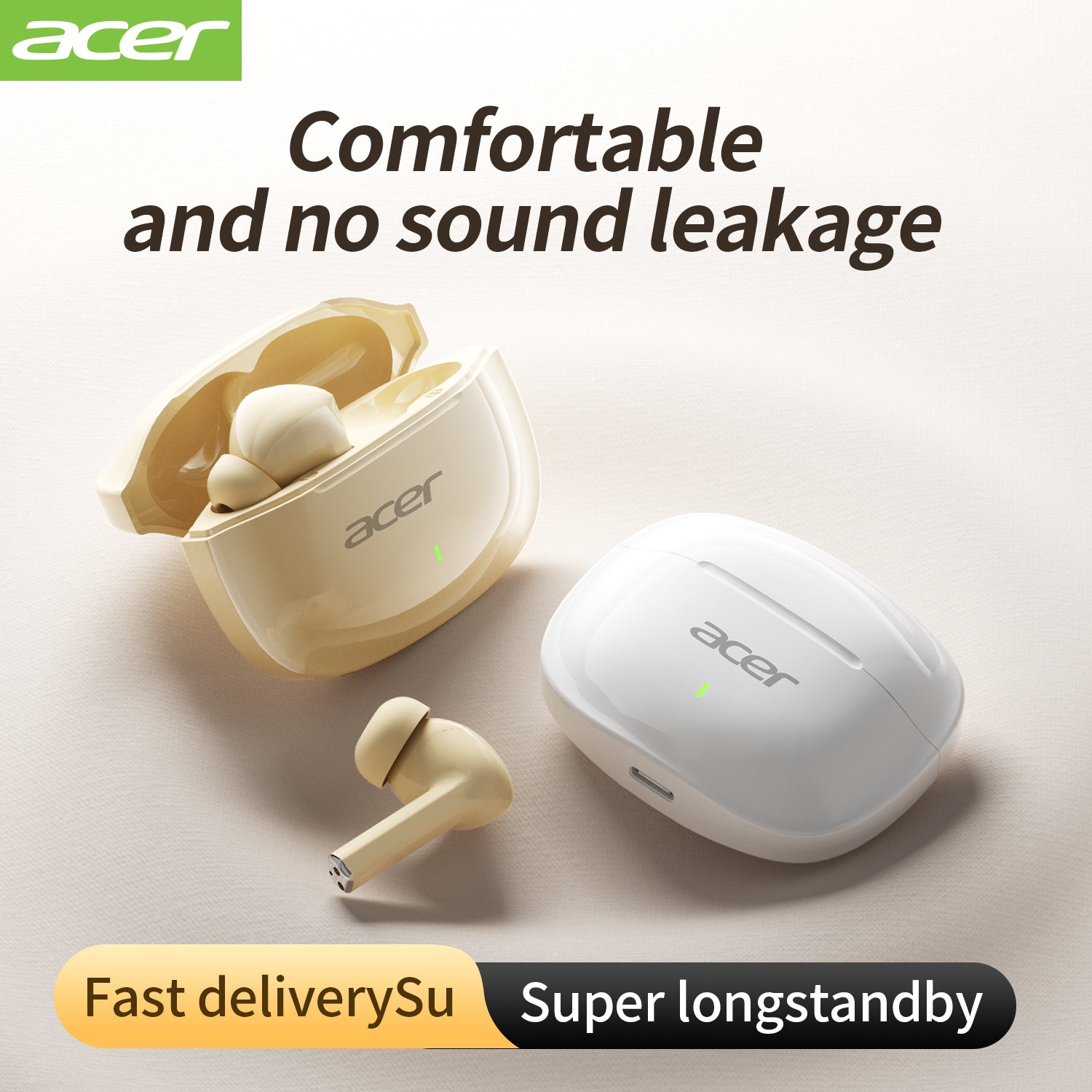 Acer OHR504 Bluetooth Wireless Earbuds Noise Cancellation Immersive Audio Experience Long Wear Without Pain