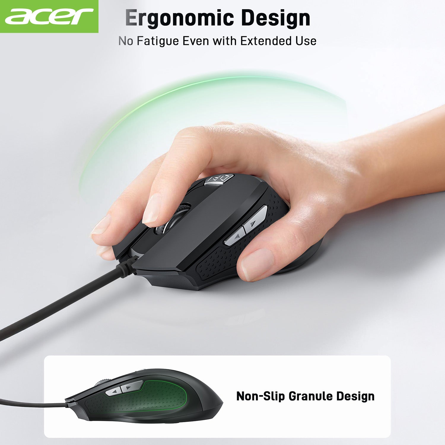 Acer Mouse OMW313 Acer Wired Mouse, 4 Adjustable DPI USB Computer Mouse with Side Buttons, 5FT Cord, 6 Buttons, 3200 DPI, Compatible with Laptop, iMac, PC, Desktop