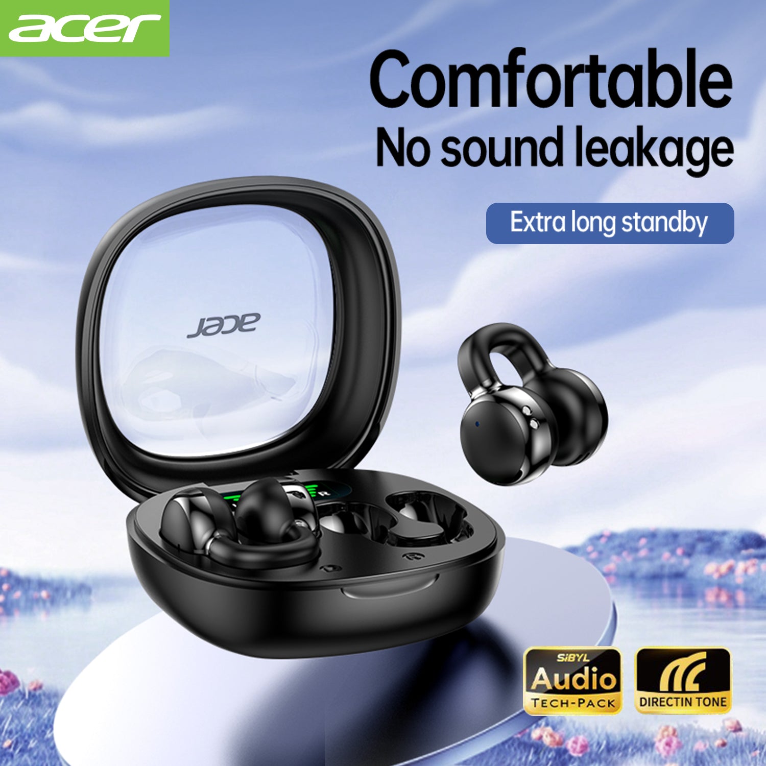 Acer OHR537 Wireless Earbuds 2025 New Clip On Ear Sports Running Long Life High Sound Quality No Sound Leakage