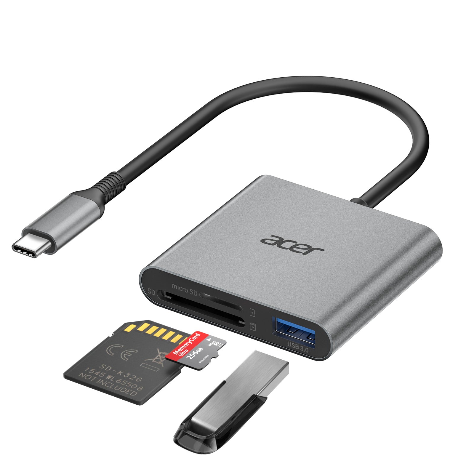 Acer 170MB/s SD Card Reader with USB-C & Type-A 3.0, Dual Slot