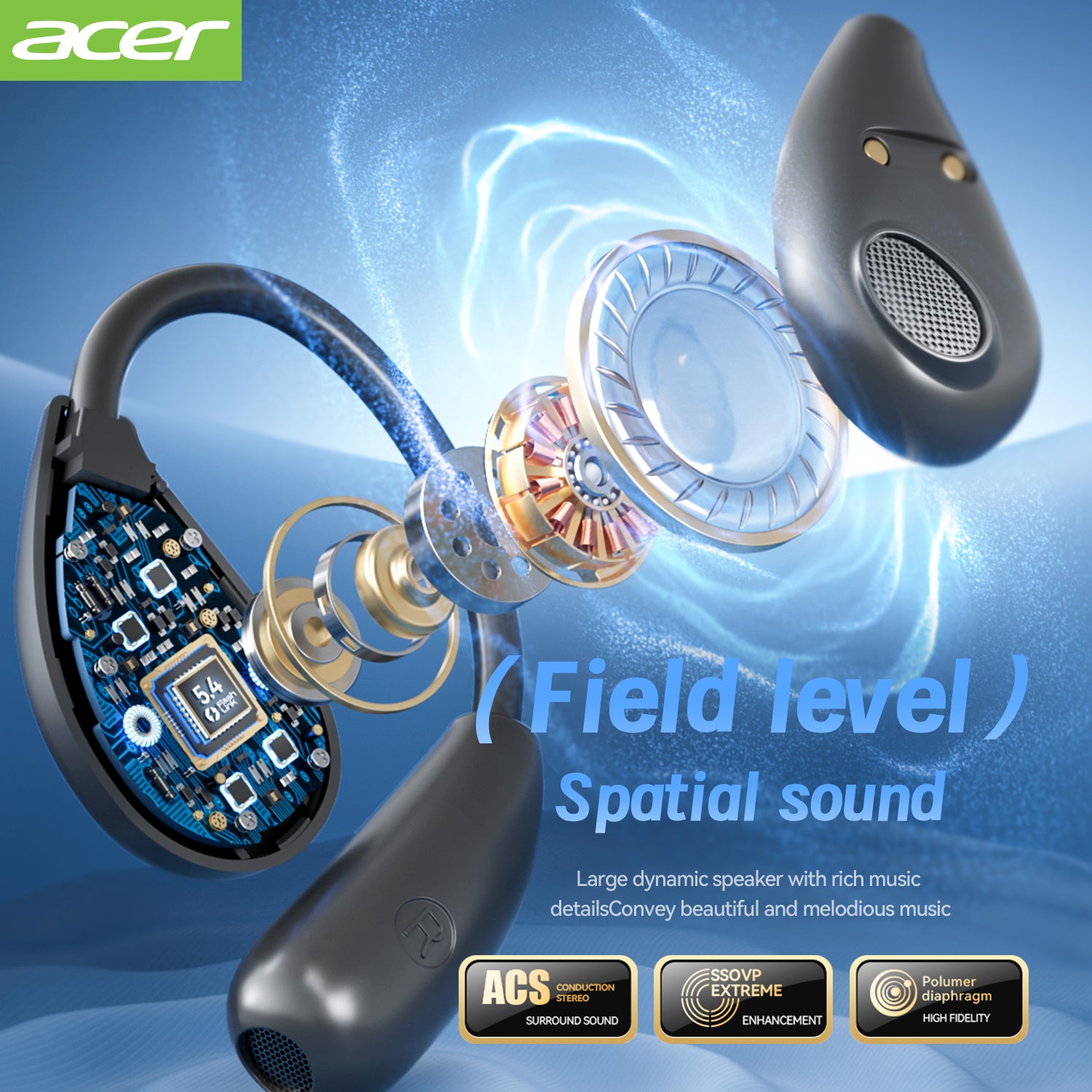 Acer OHR514 Wireless Earbuds Hanging Ear Sports Running Special 2025 New High Sound Quality Long Life Bass HIFI