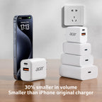 Acer 20W Dual-Port USB Charger | USB-C & USB-A Charging Cables