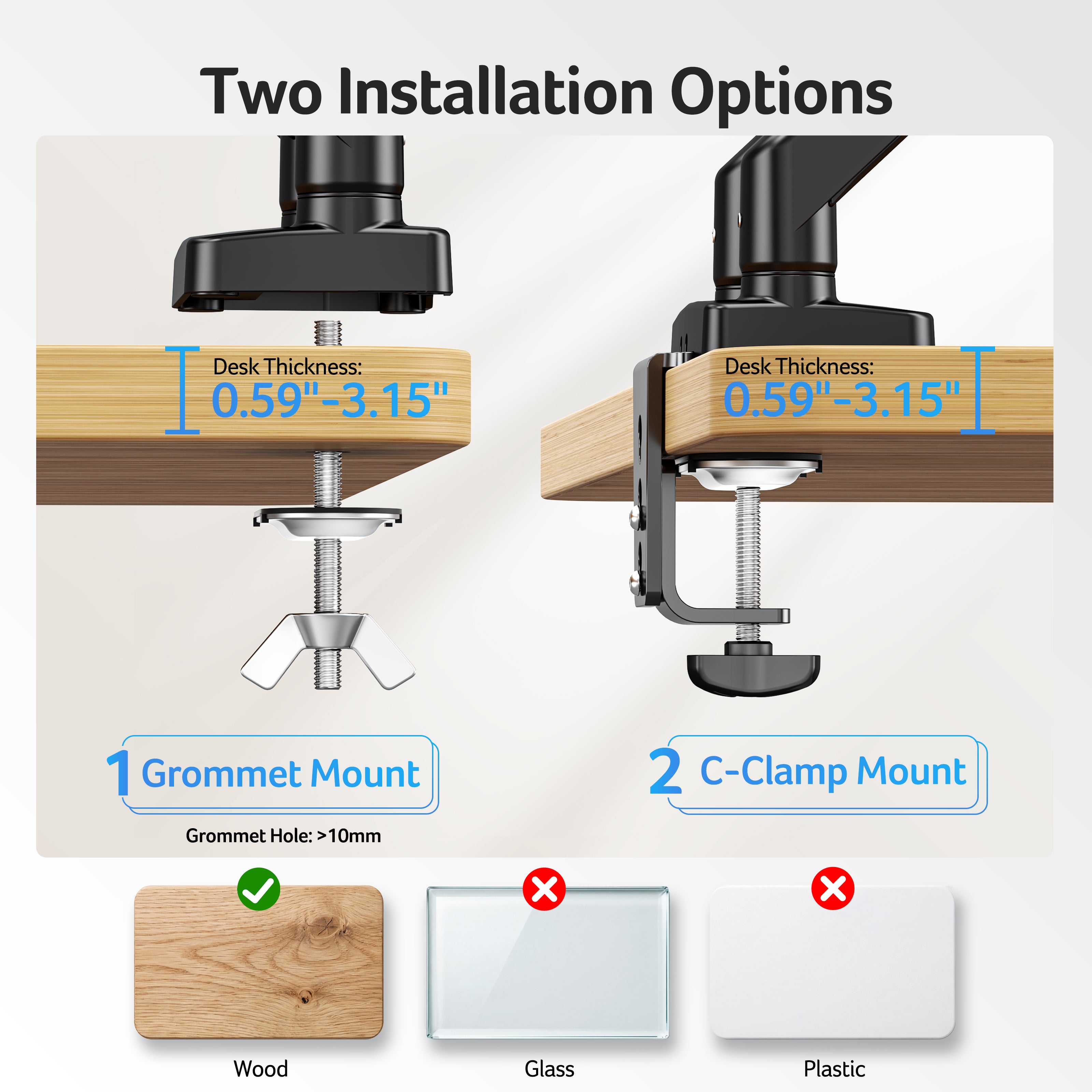Acer Dual Monitor Arm for 17–32" Monitors | Gas Spring VESA Desk Mount