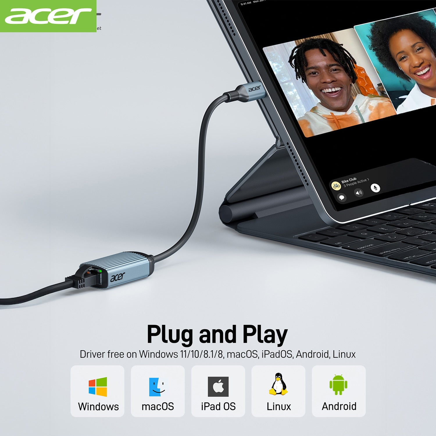 Acer Dock_option ODK440 Acer USB C to Ethernet Adapter, RJ45 to Type C Ethernet Converter(Thunderbolt 3/4 Compatible), 1Gbps Aluminum USB-C LAN Adapter