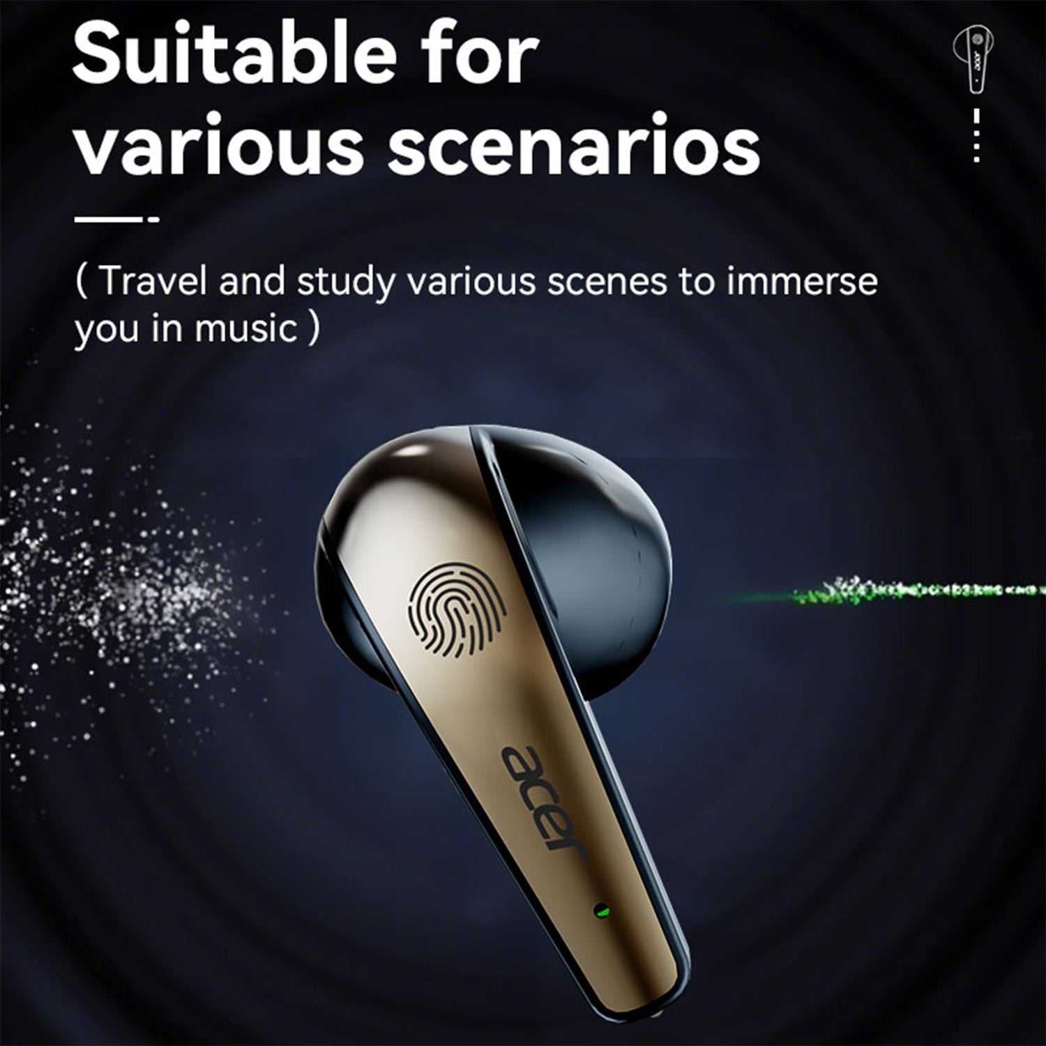 Acer OHR554 Wireless Earbuds HiFi High-definition Stereo Sound Extra Large Dynamic Circle