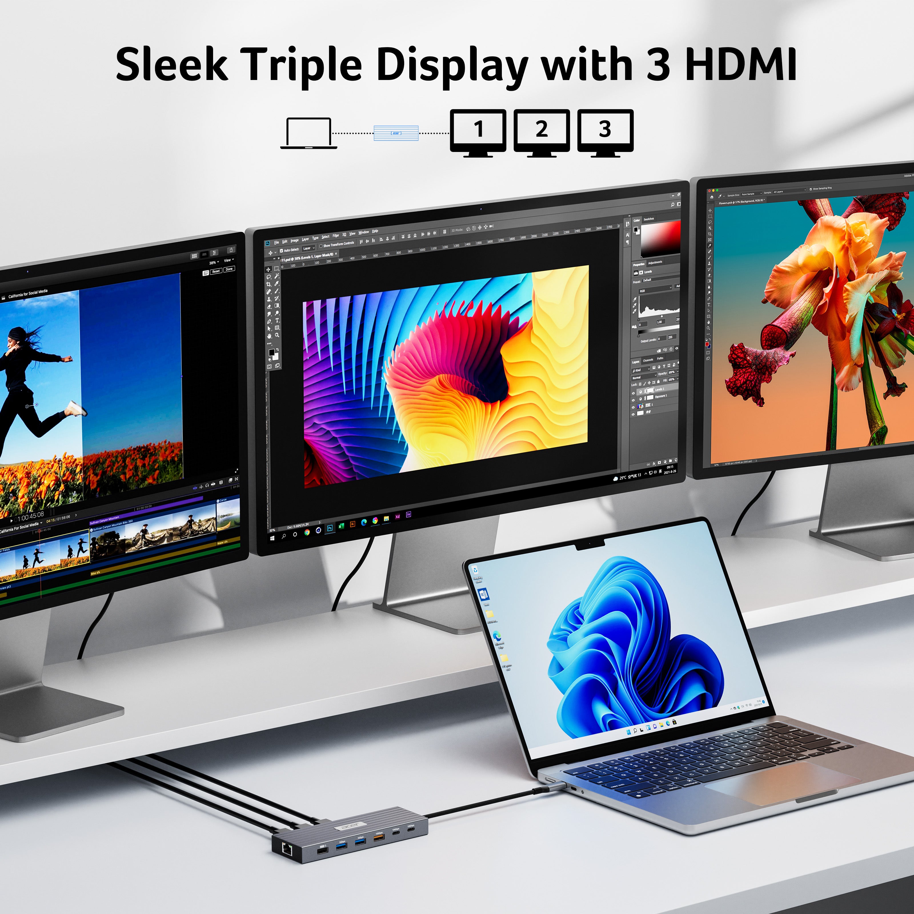 Acer 13-in-1 USB-C Docking Station | Triple HDMI 4K@60Hz, 10Gbps & 100W PD