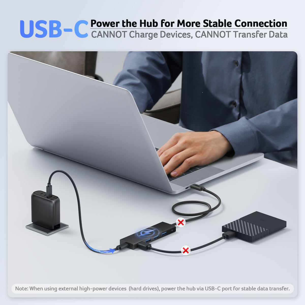 Acer 4-Port USB 3.0 Hub with USB-C Power Port | USB-A Expansion Hub